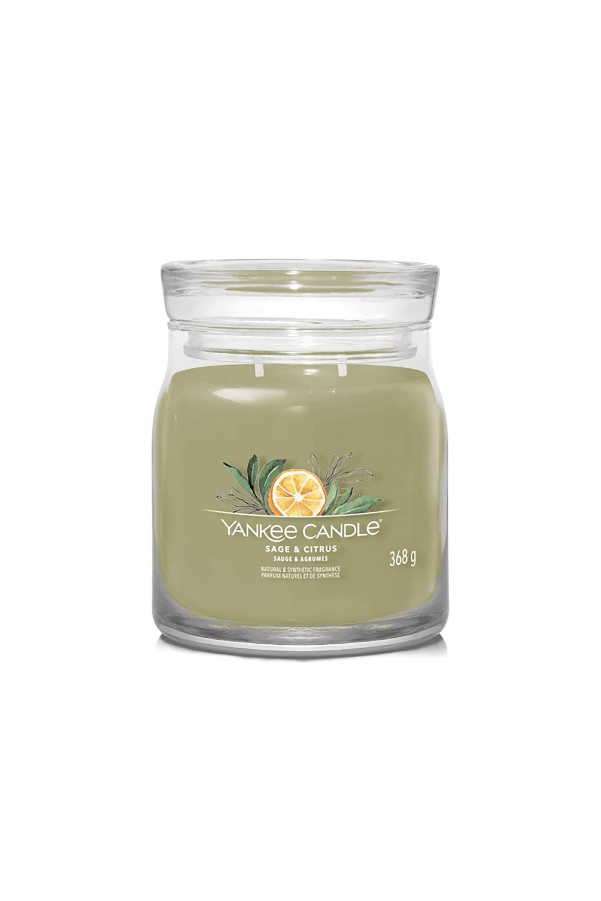 YANKEE CANDLE Yankee Candle αρωματικό κερί σε γυάλινο δοχείο Medium "Sage & Citrus" 9.3 x 11.4 cm - 1629995E