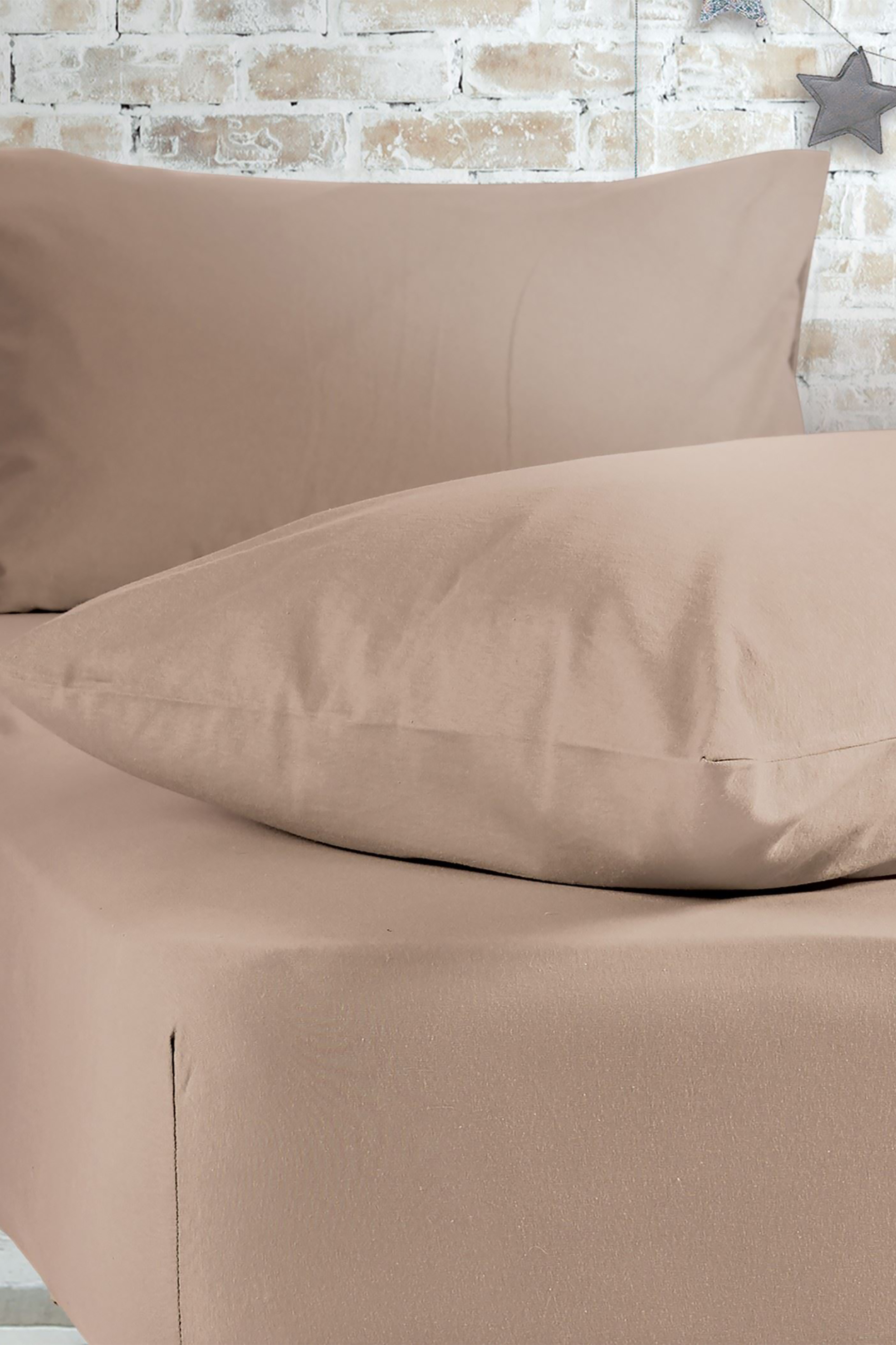NEF-NEF HOMEWARE NEF-NEF διπλό σεντόνι μονόχρωμο με λάστιχο 140 x 200 + 30 cm - 024429 Μπεζ