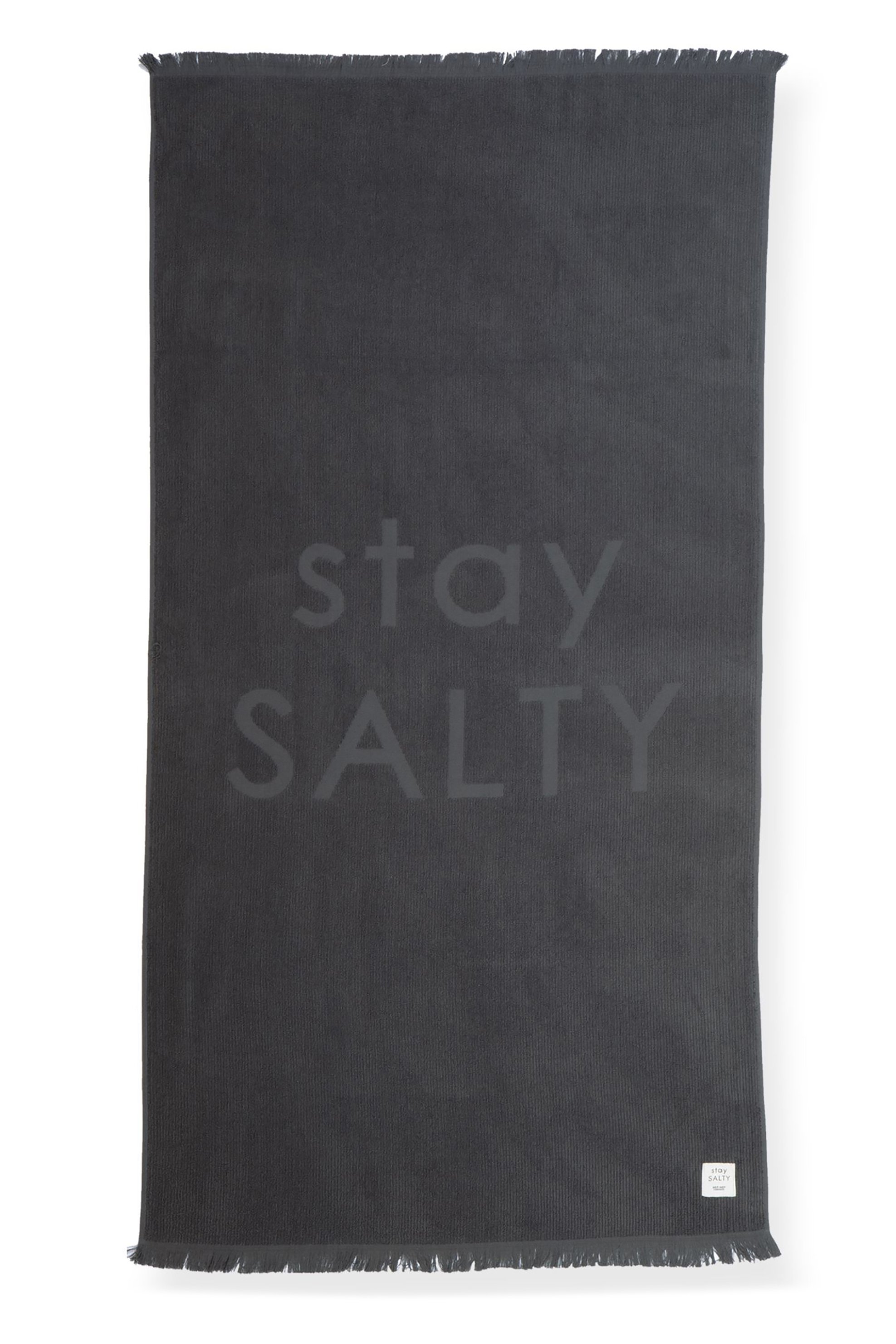 NEF-NEF HOMEWARE NEF-NEF unisex πετσέτα θαλάσσης με letter print 90 x 170 cm "Stay Salty" - 030590 Γκρι