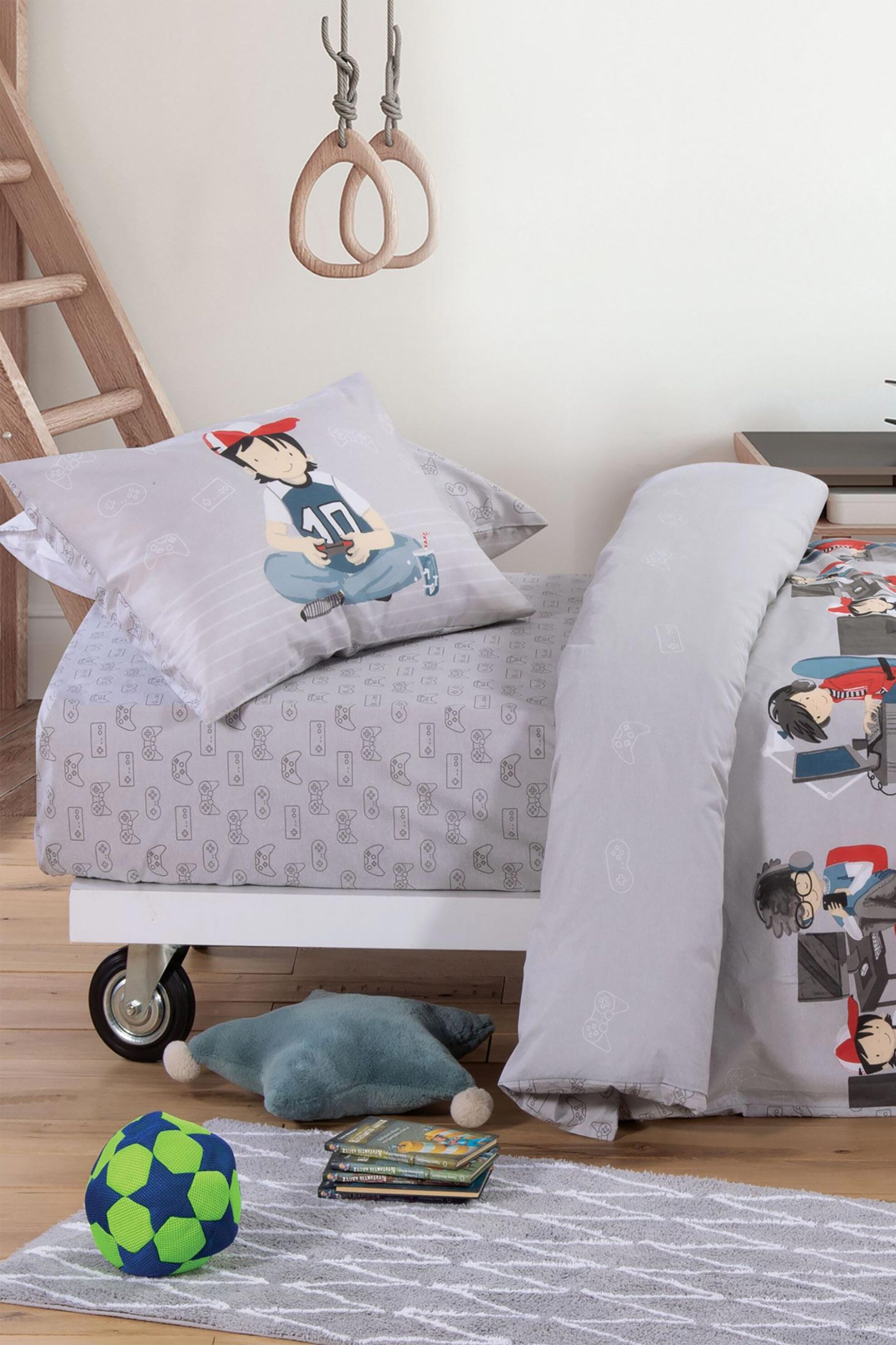 NEF-NEF HOMEWARE NEF-NEF σετ παιδική παπλωματοθήκη μονή "Busy Day" (2 τεμάχια) - 031344 Γκρι