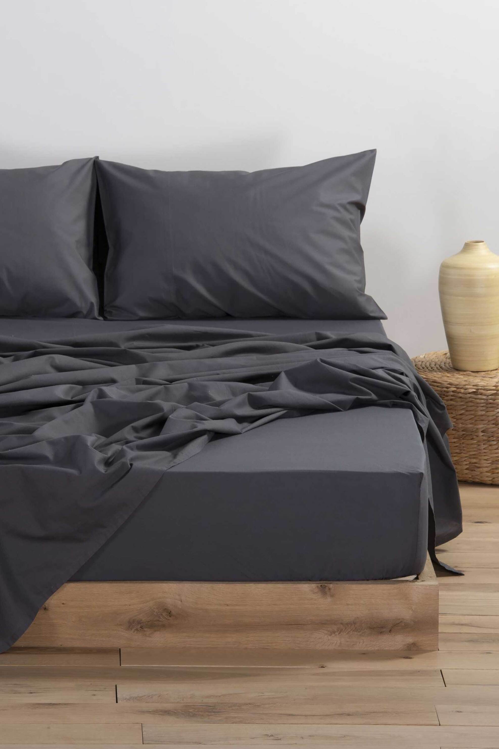 NEF-NEF σεντόνι διπλό με λάστιχο "Basic" 140 x 200 + 30 cm - 033508 Ανθρακί