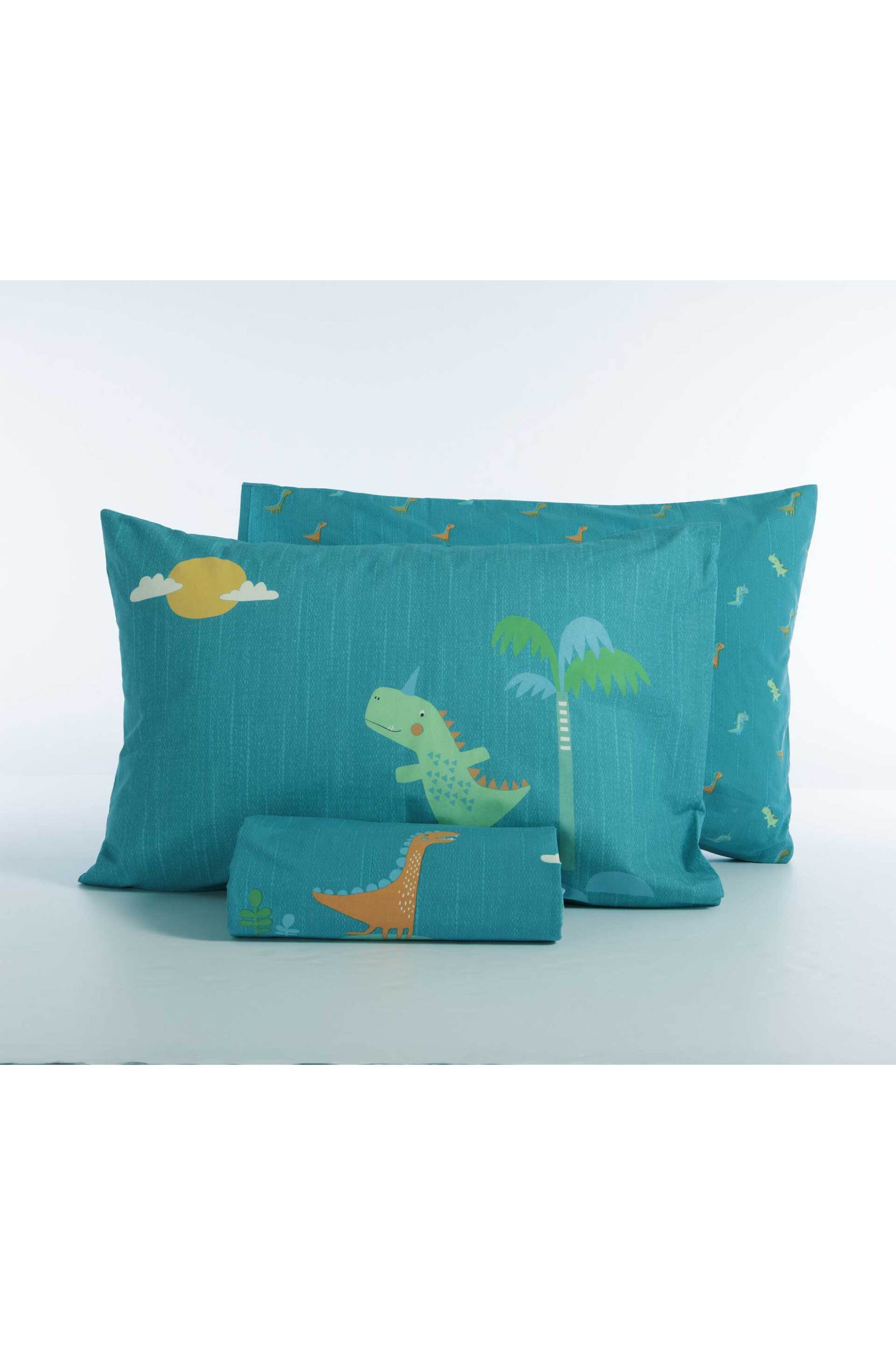 NEF-NEF σετ παιδική παπλωματοθήκη μονή με μαξιλαροθήκη "Dinow On Wheels" (2 τεμάχια) - 038452 Μπλε φωτογραφία