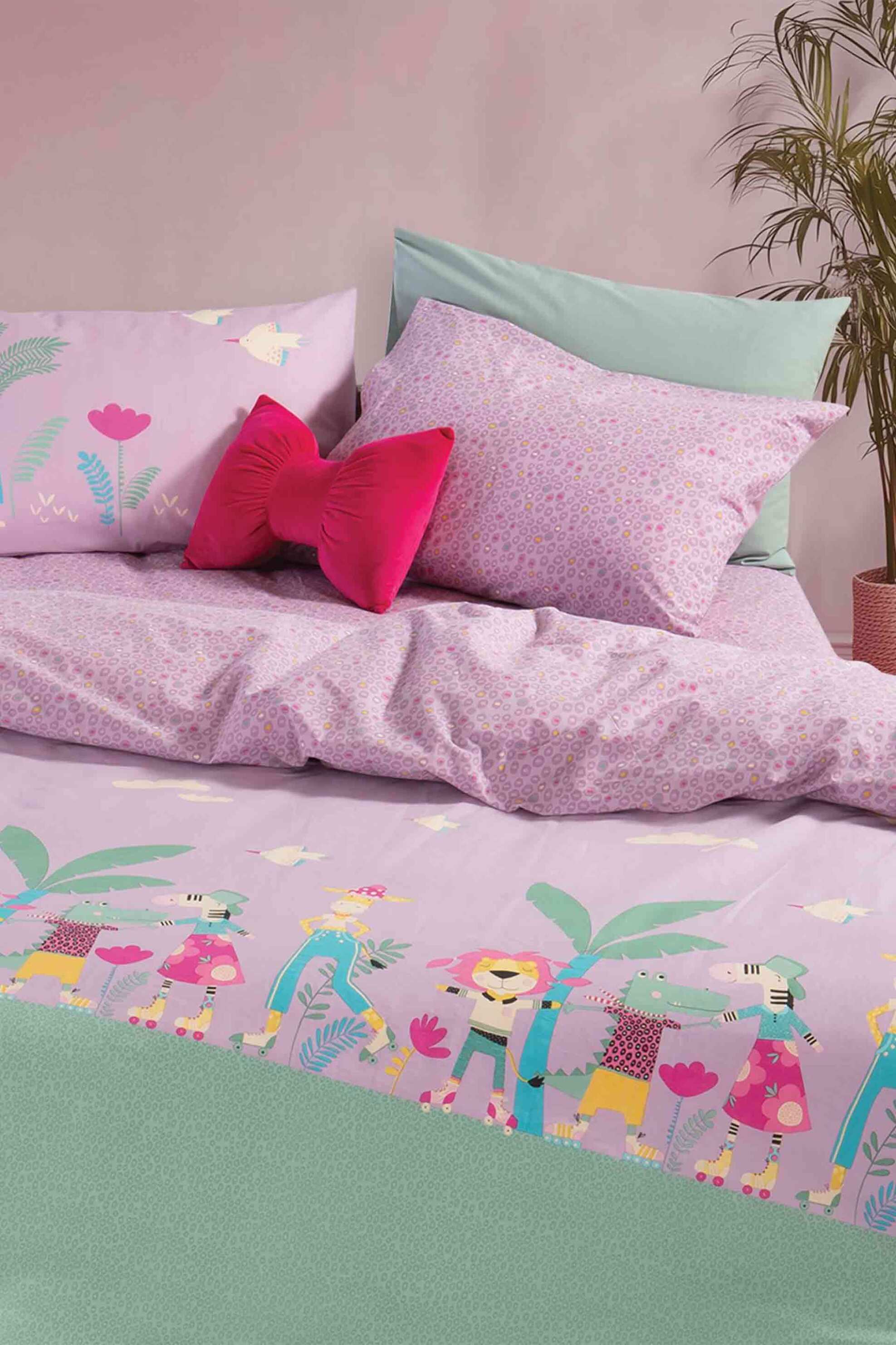 NEF-NEF HOMEWARE NEF-NEF σετ παιδική παπλωματοθήκη μονή με μαξιλαροθήκη "Roller Friends" (2 τεμάχια) - 038455 Λιλά