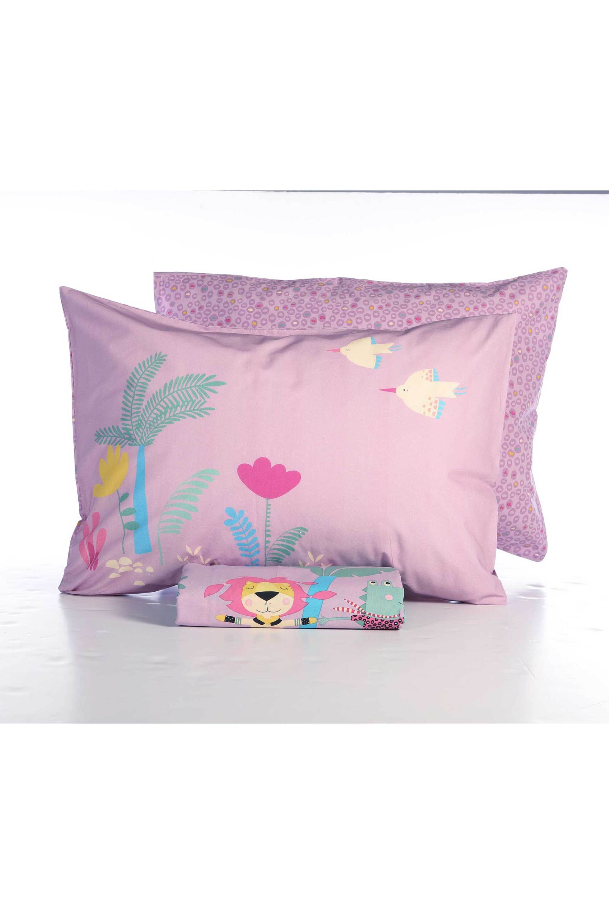 NEF-NEF σετ παιδική παπλωματοθήκη μονή με μαξιλαροθήκη "Roller Friends" (2 τεμάχια) - 038455 Λιλά φωτογραφία