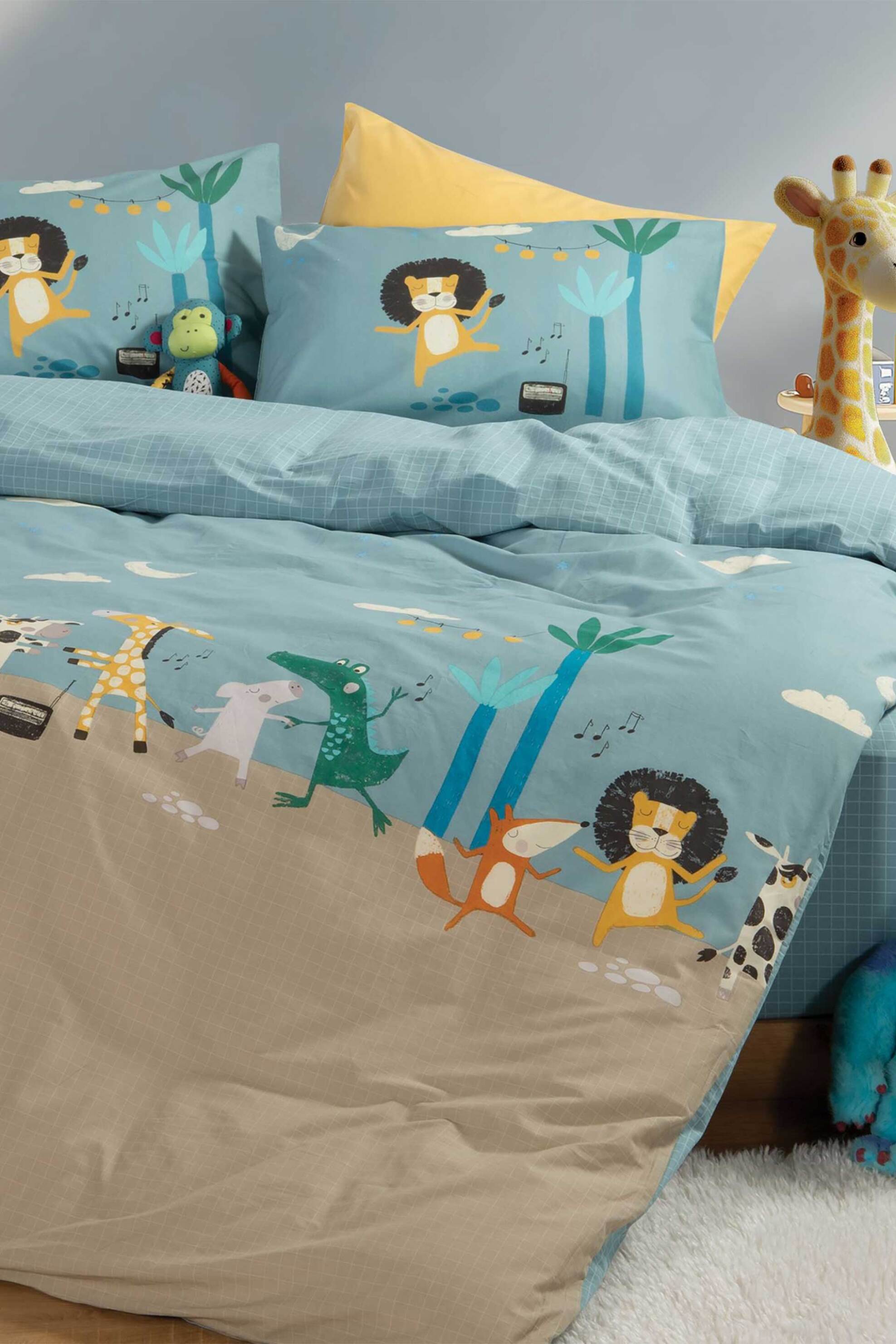 NEF-NEF HOMEWARE NEF-NEF σετ παιδική παπλωματοθήκη μονή με μαξιλαροθήκη "Wild Dance" (2 τεμάχια) - 038458 Γαλάζιο