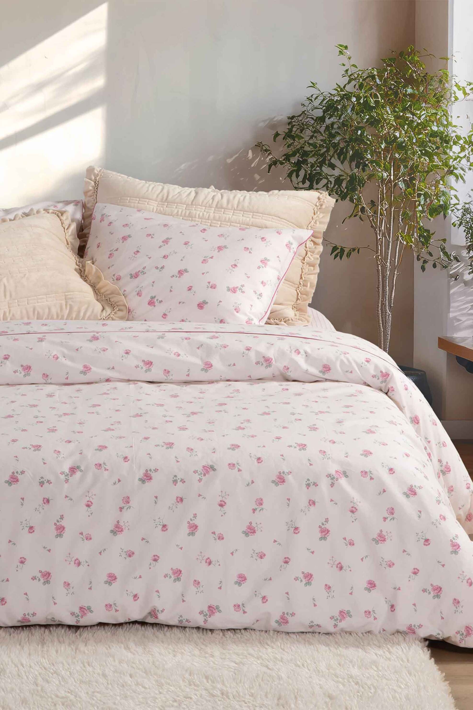 NEF-NEF HOMEWARE NEF-NEF σετ παπλωματοθήκη υπέρδιπλη με μαξιλαροθήκες "Loraley" (3 τεμάχια) - 038228 Ροζ Ανοιχτό