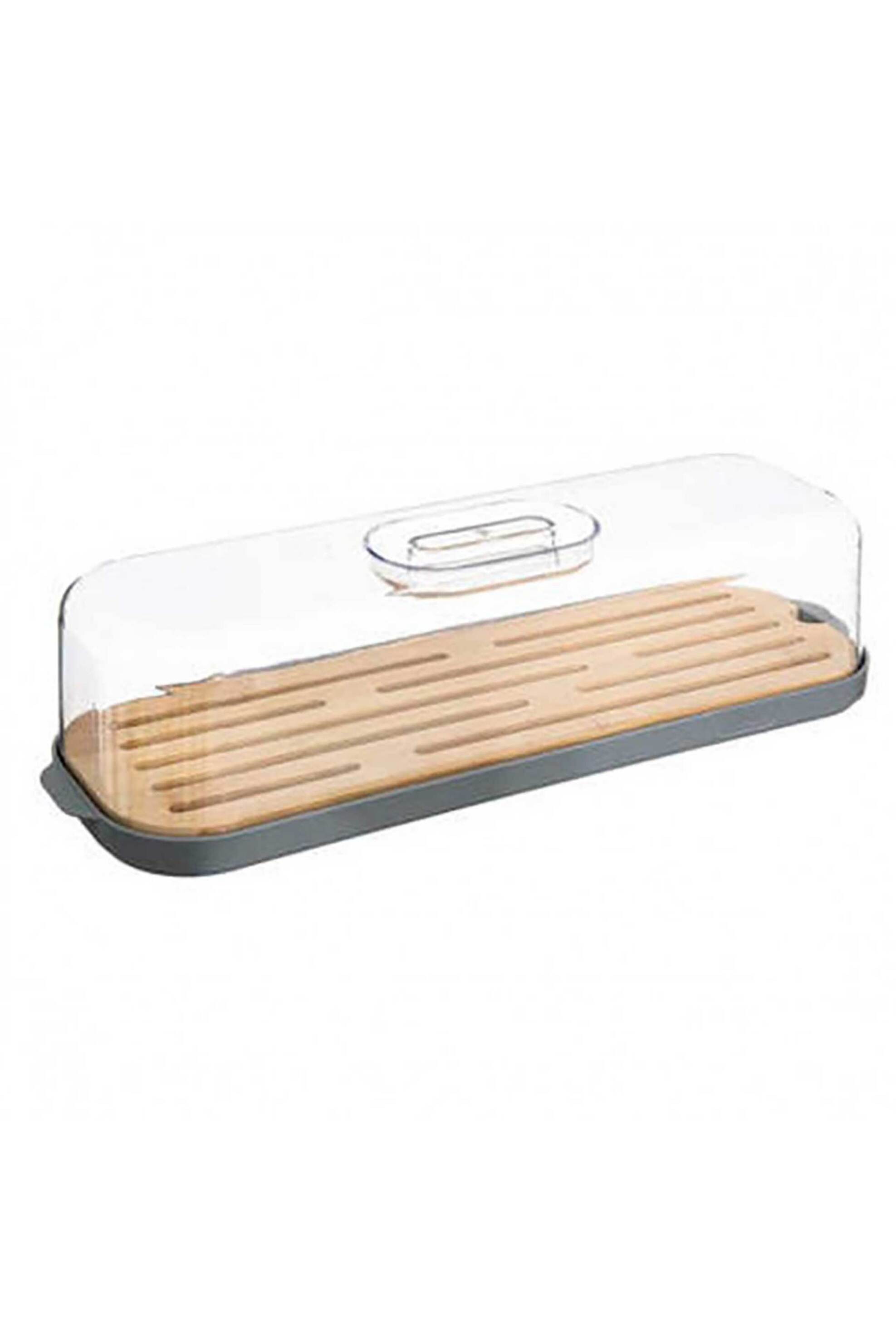 CASA DI MARVA Marva ψωμιέρα φραντόλας bamboo με διάφανο καπάκι 39 x 12 x 9,7 cm - 3560237583891