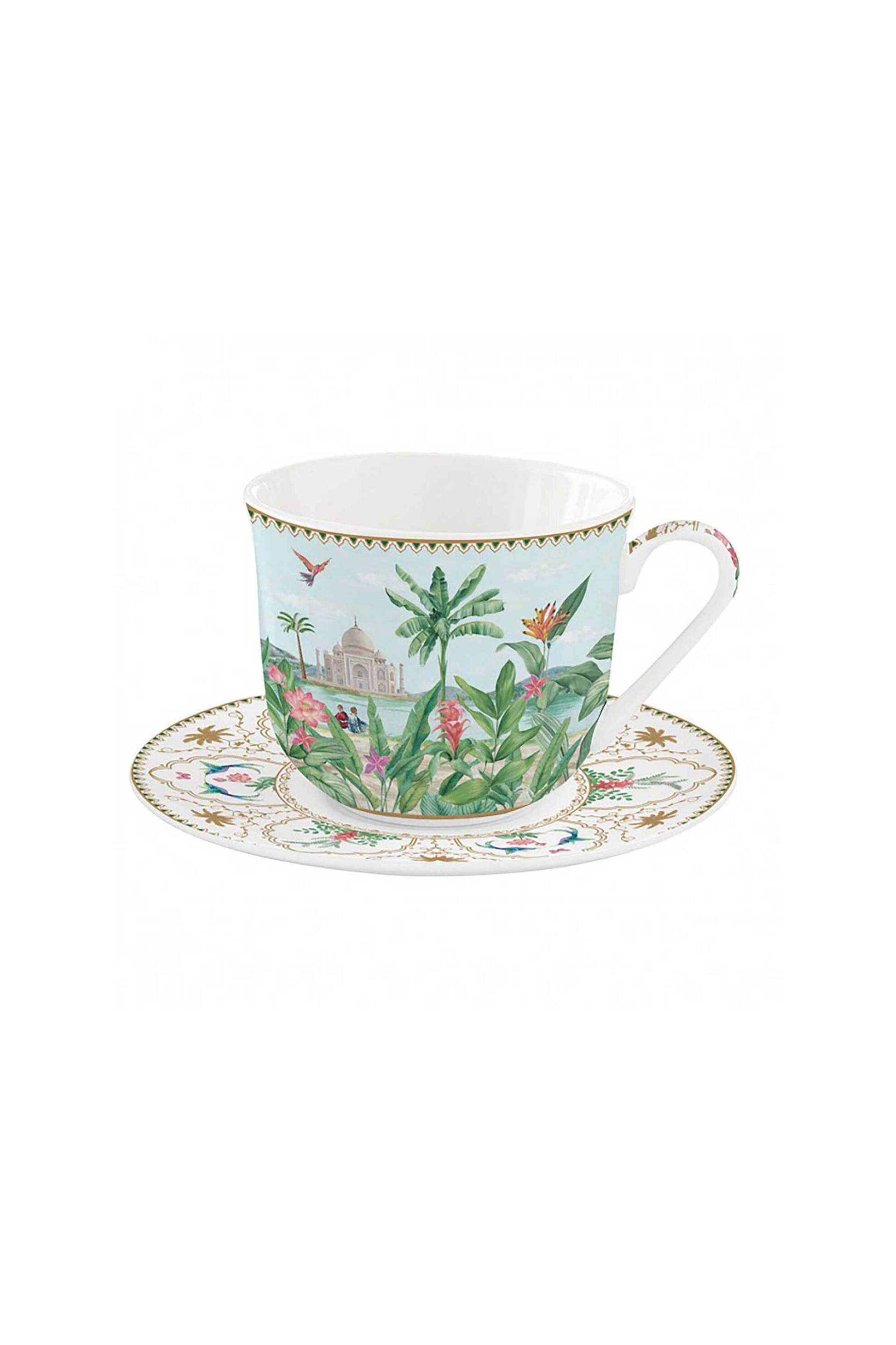 CASA DI MARVA Marva πορσελάνινο φλυτζάνι καφέ με tropical print "Paradise Sauvage" 400 ml - 8001544146188