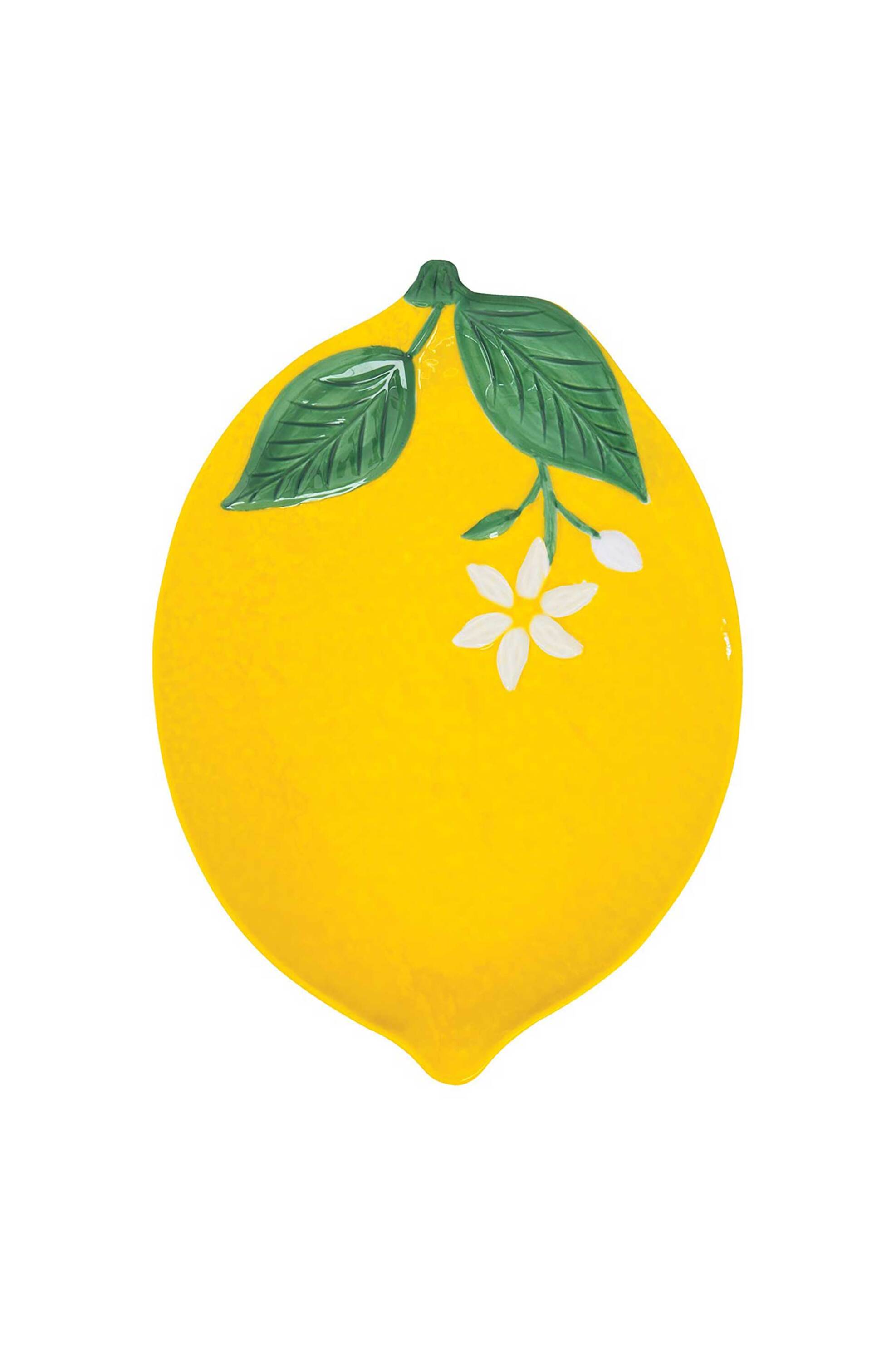 CASA DI MARVA Marva πιατέλα σε σχήμα λεμόνι 30 x 22 x 0 cm "Fleurs Citrons" - 8001544164908