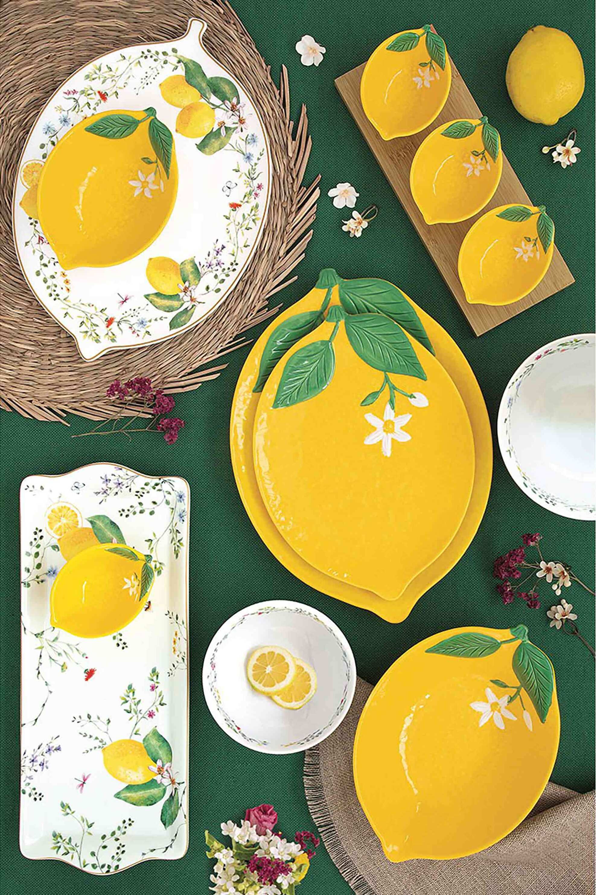 Marva πιατέλα σε σχήμα λεμόνι 30 x 22 x 0 cm "Fleurs Citrons" - 8001544164908 φωτογραφία