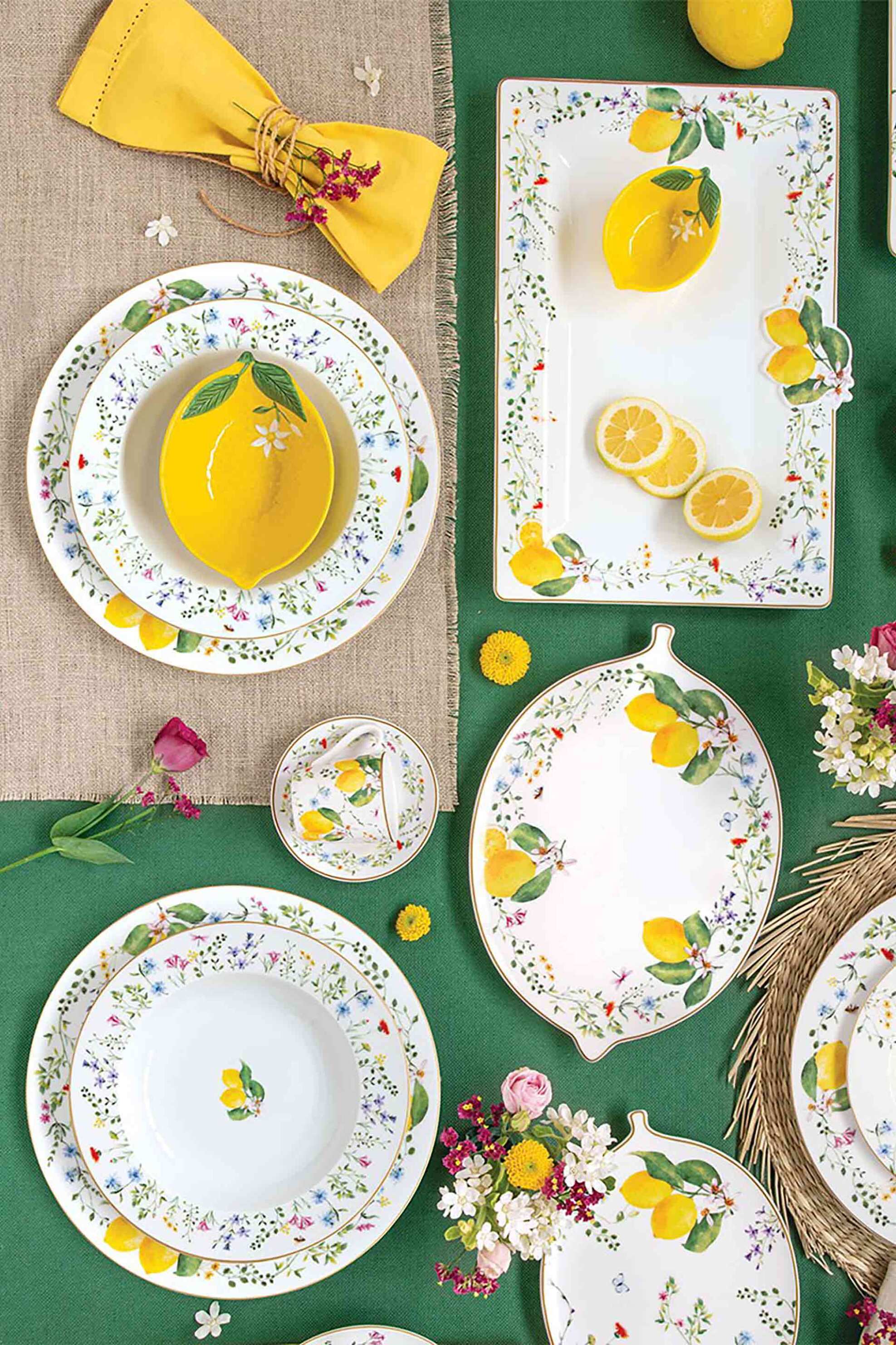 Marva πιατέλα σε σχήμα λεμόνι 30 x 22 x 0 cm "Fleurs Citrons" - 8001544164908 φωτογραφία