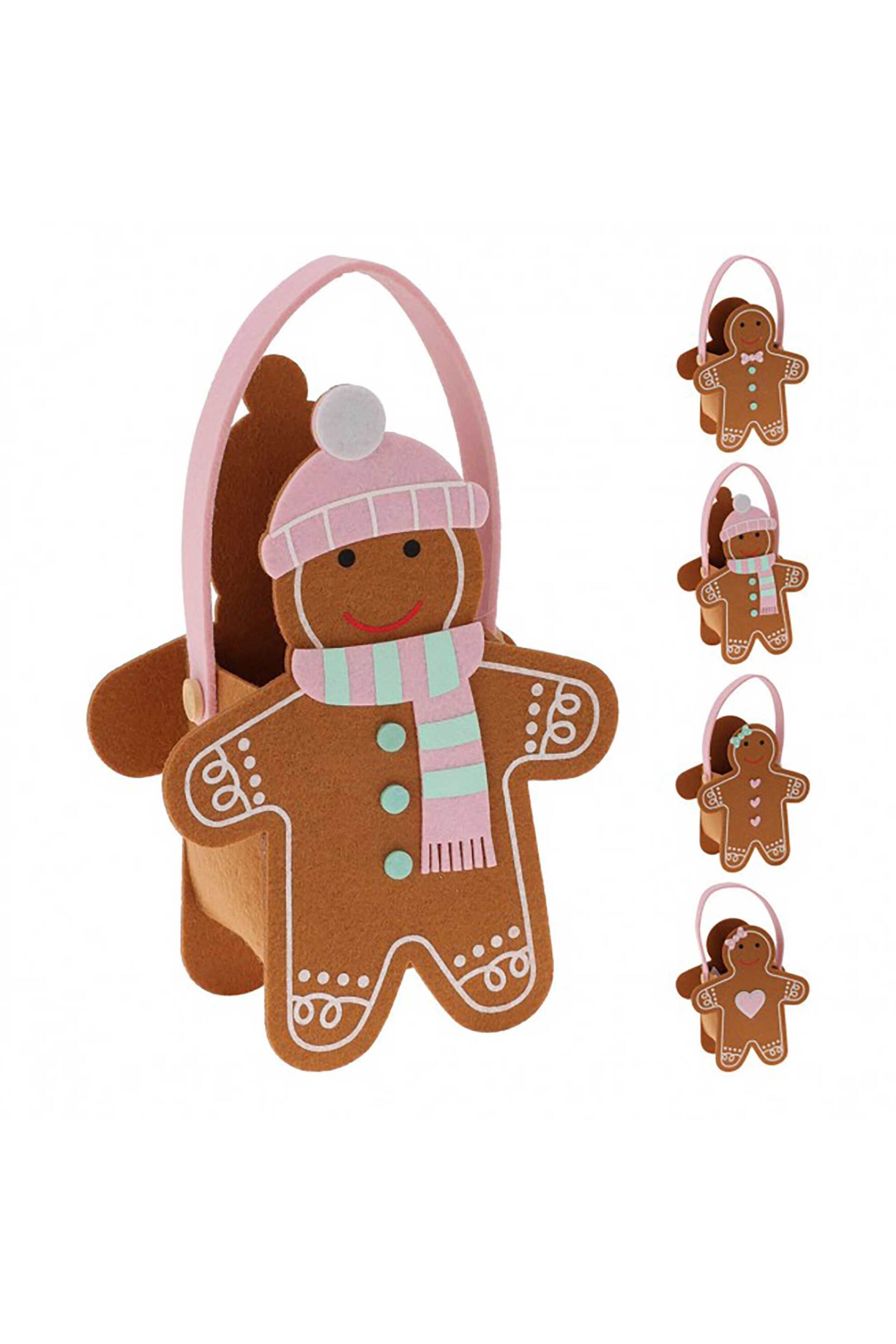 CASA DI MARVA Marva χριστουγεννιάτικο καλάθι με φιγούρα από τσόχα σε 4 σχέδια 20 cm - 8720573744966