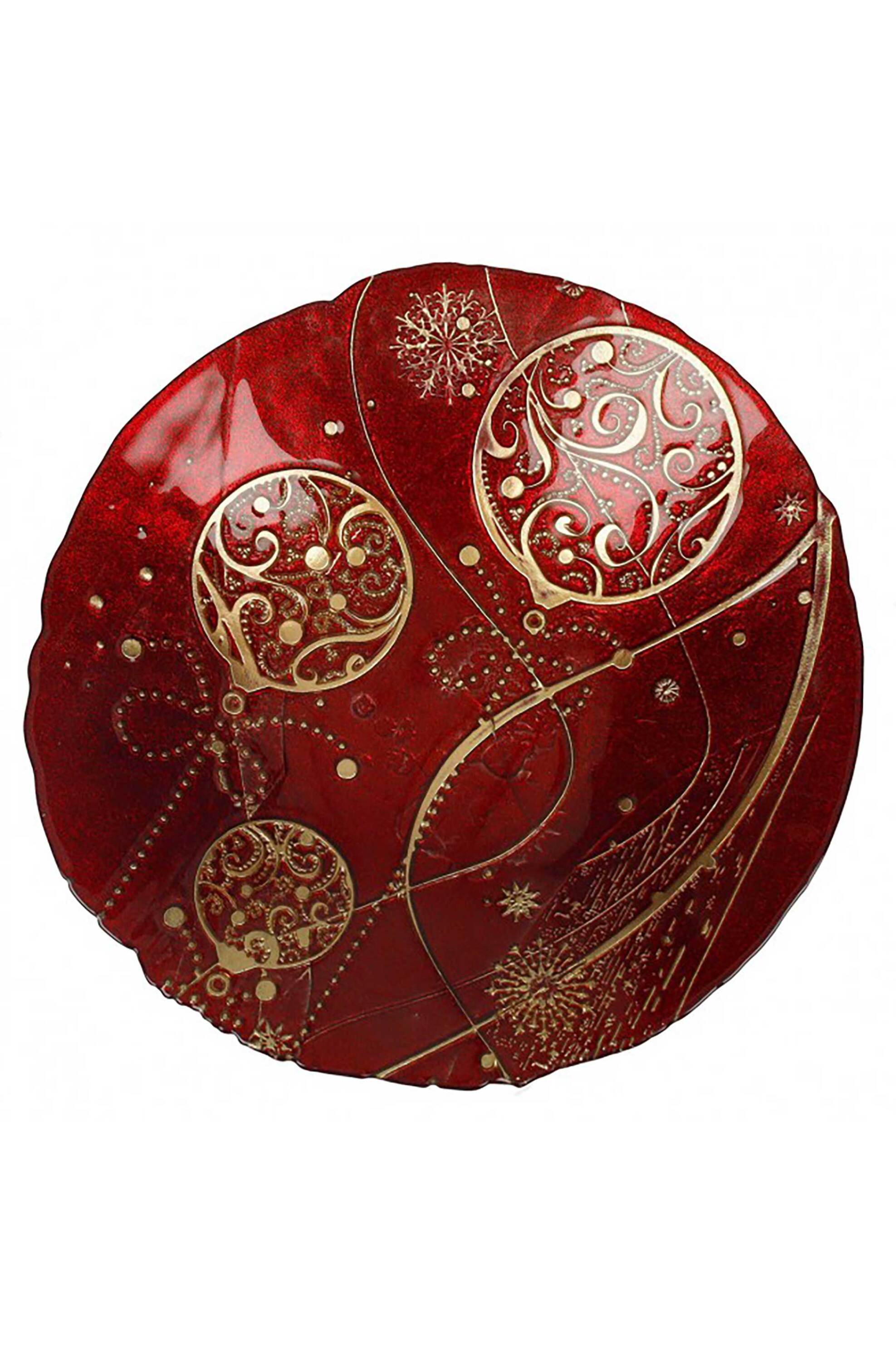 CASA DI MARVA Marva χριστουγεννιάτικη πιατέλα σερβιρίσματος βαθιά γυάλινη 40 cm - 8029722843964