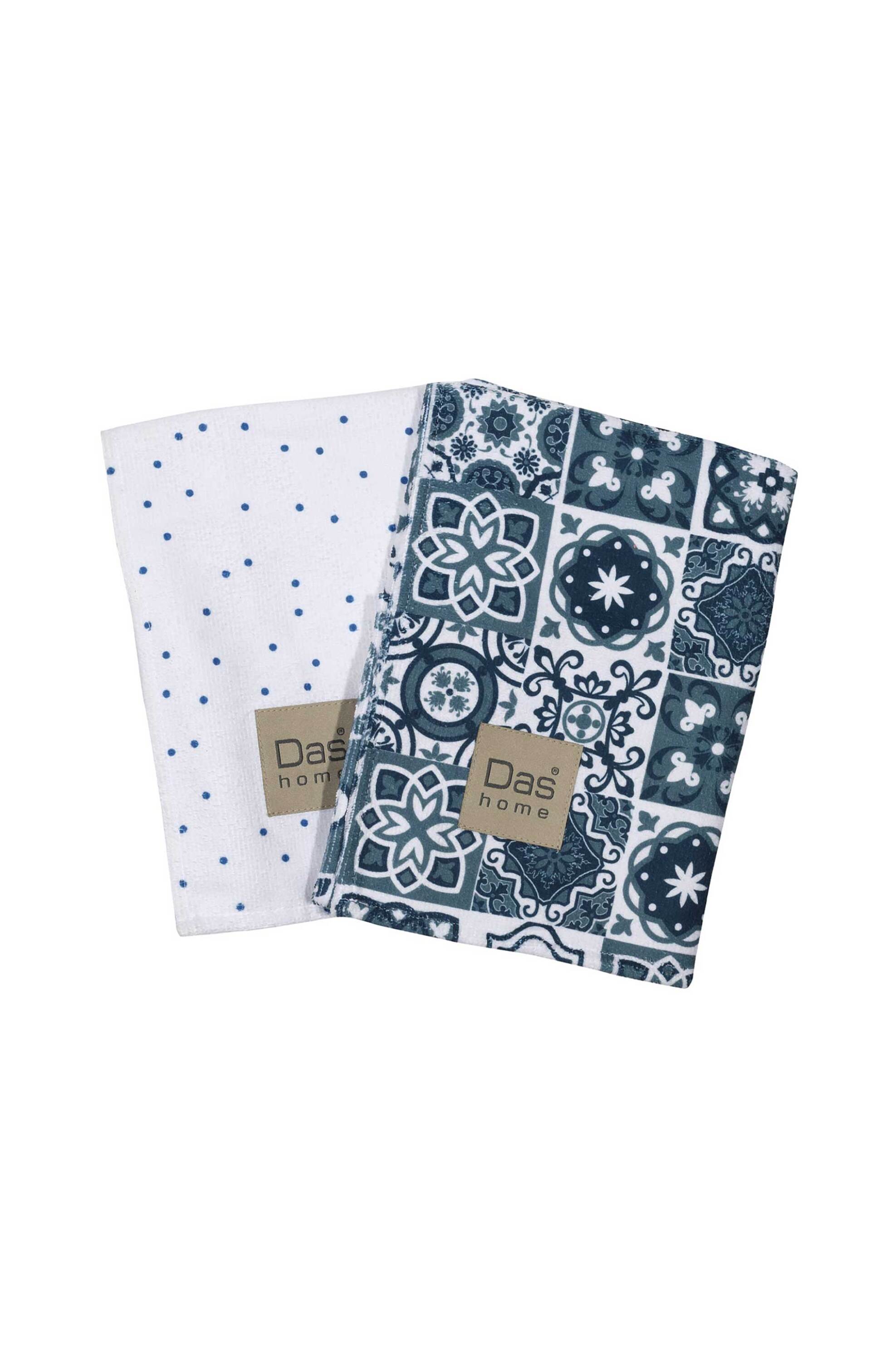 Das Home σετ ποτηρόπανα με εμπριμέ σχέδιο 40 x 65 cm - 527040650633 Λευκό