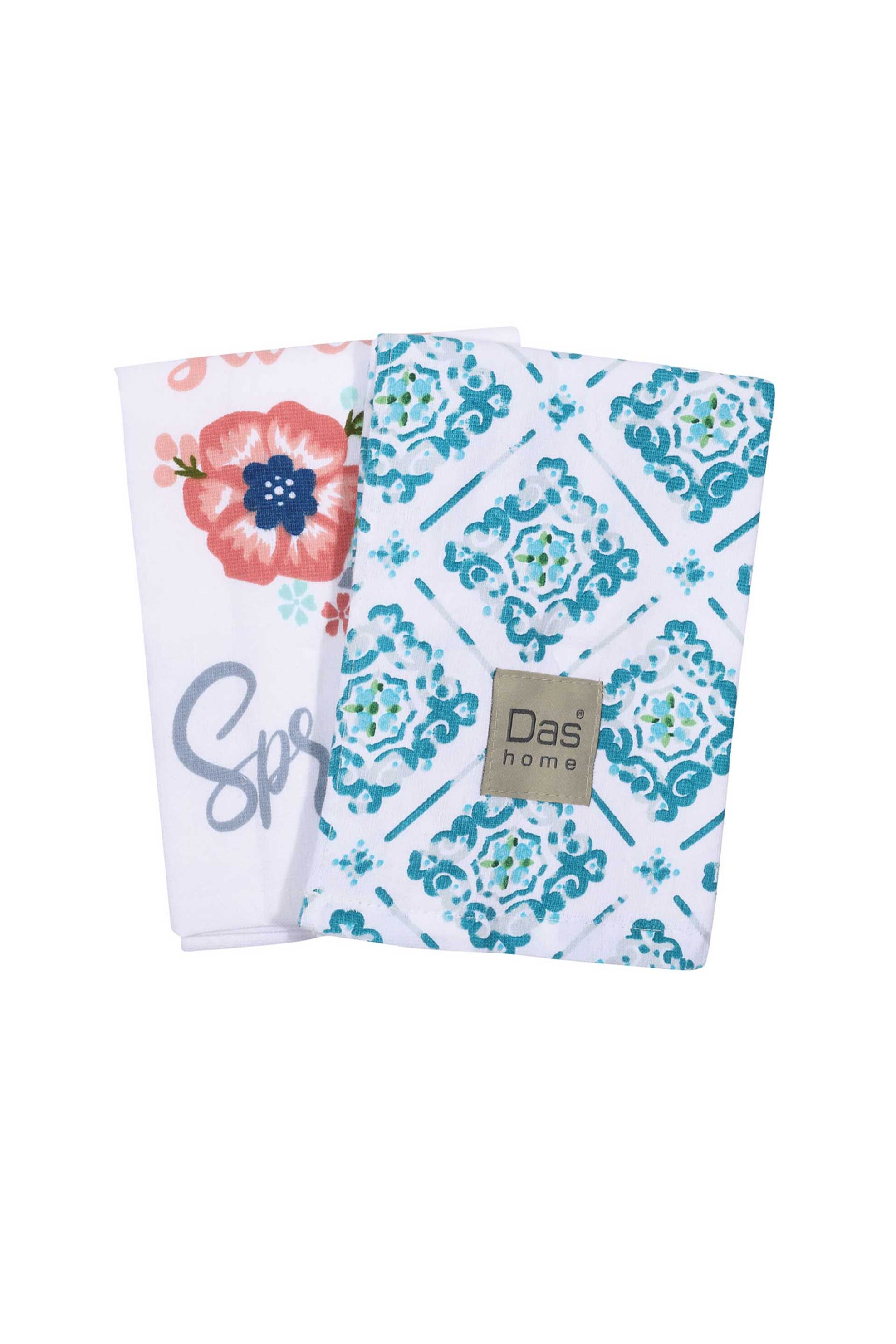 Das Home σετ ποτηρόπανα εμπριμέ με logo patch 40 x 65 cm - 527040650641 Λευκό