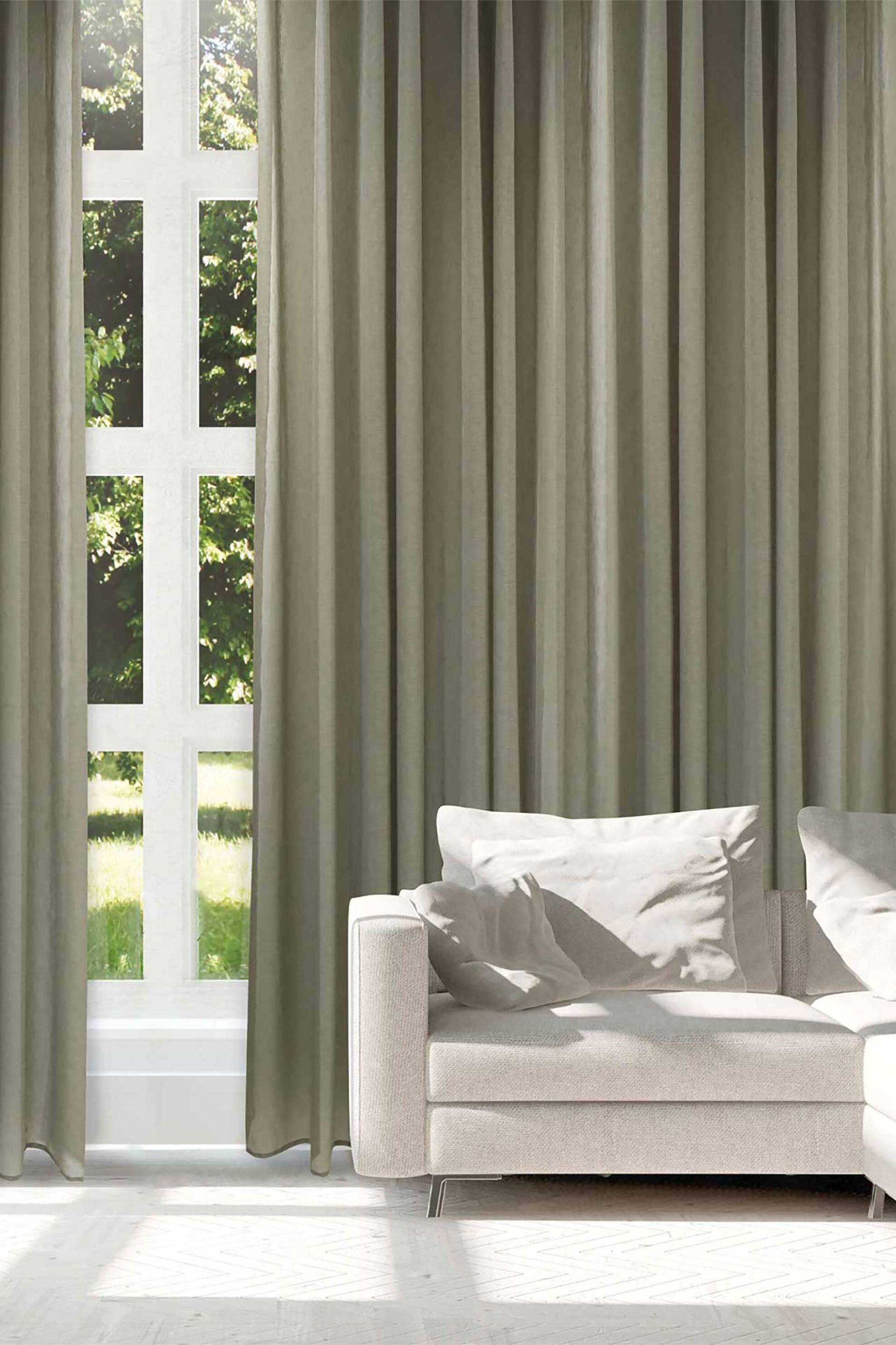 DAS HOME Das Home κουρτίνα μονόχρωμη με κρίκους "2222" 300 x 265 cm - 420302652222 Χακί