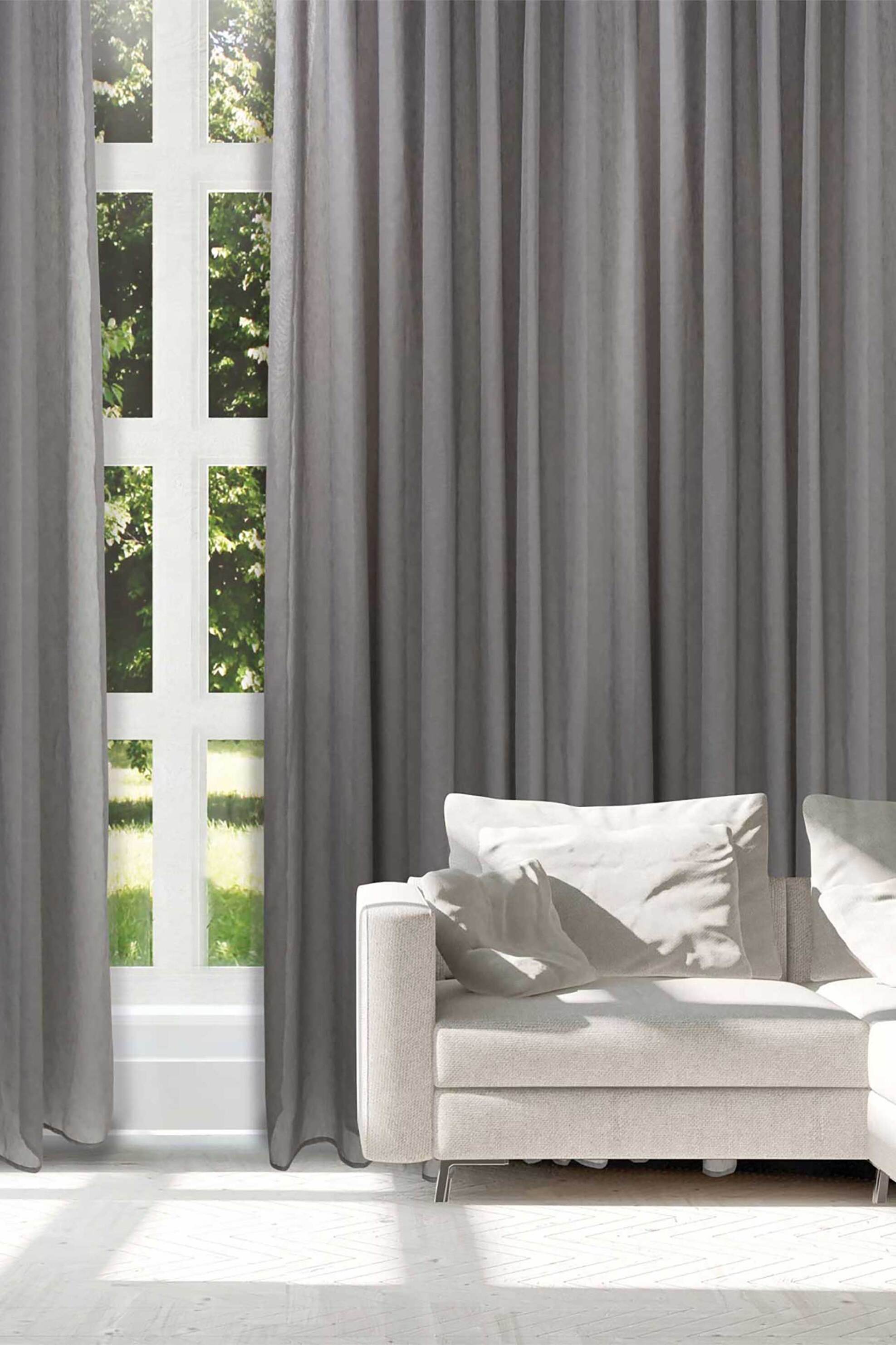 DAS HOME Das Home κουρτίνα μονόχρωμη με κρίκους "2225" 300 x 265 cm - 420302652225 Γκρι