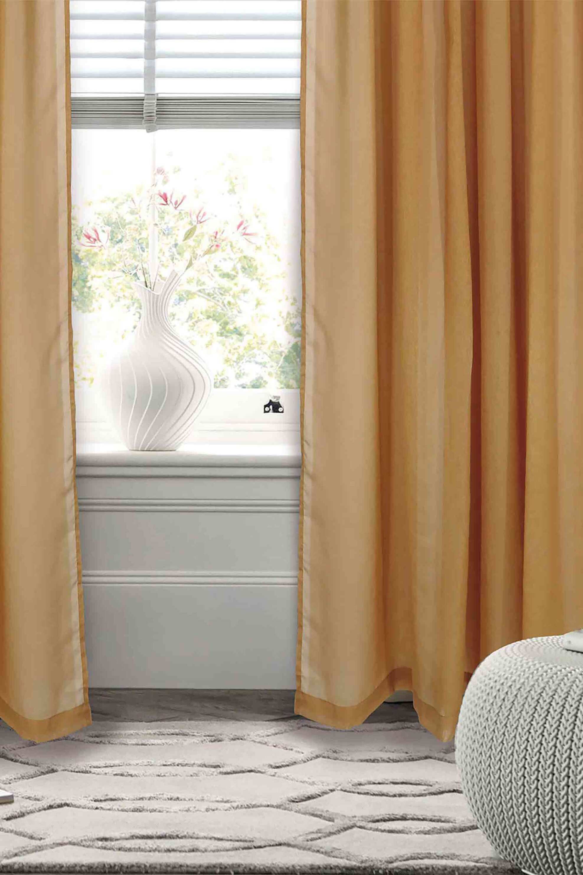 Das Home κουρτίνα μονόχρωμη με τρέσα "2195" 450 x 270 cm - 420452702195 Μουσταρδί