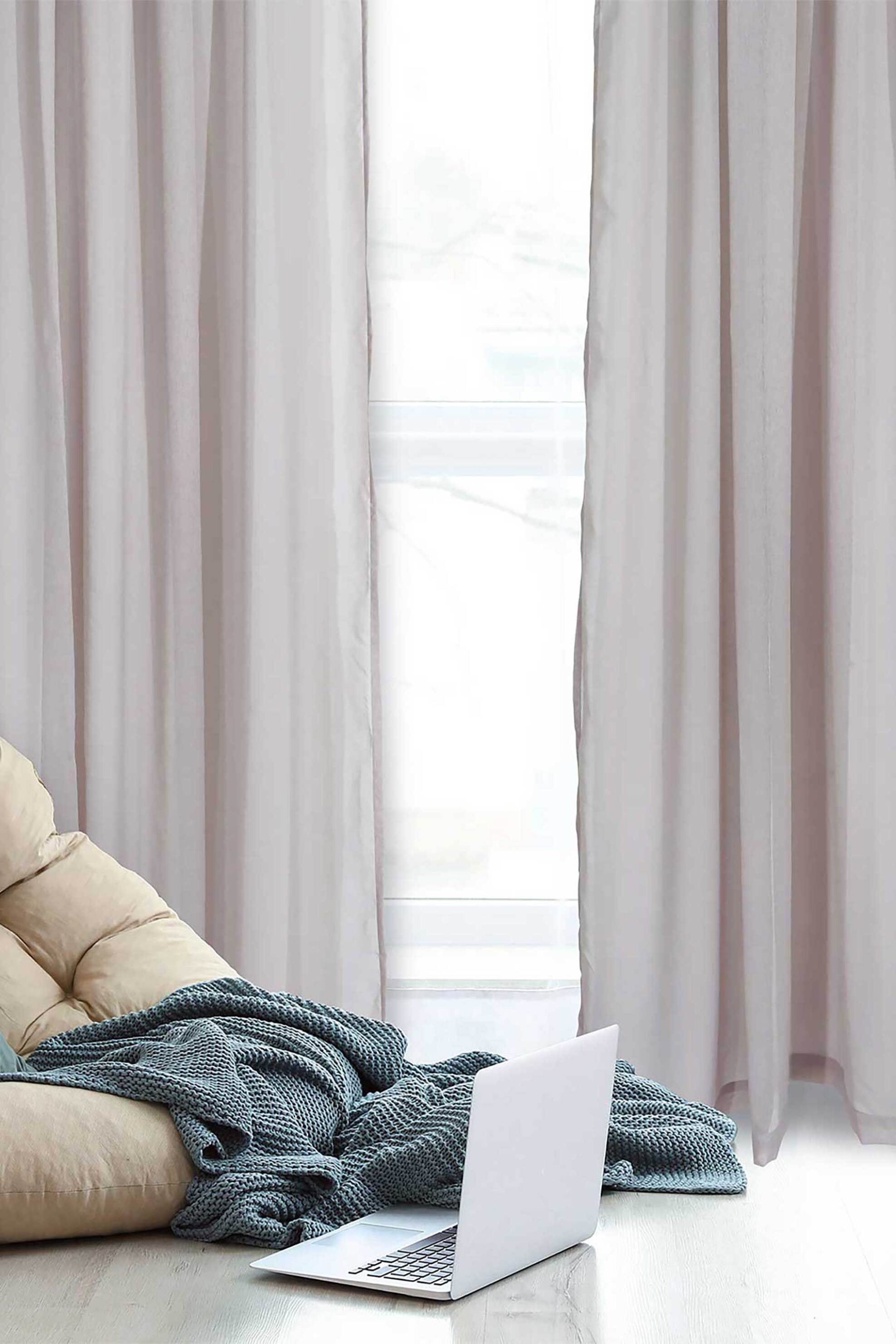 DAS HOME Das Home κουρτίνα μονόχρωμη με τρέσα "2196" 450 x 270 cm - 420452702196 Γκρι