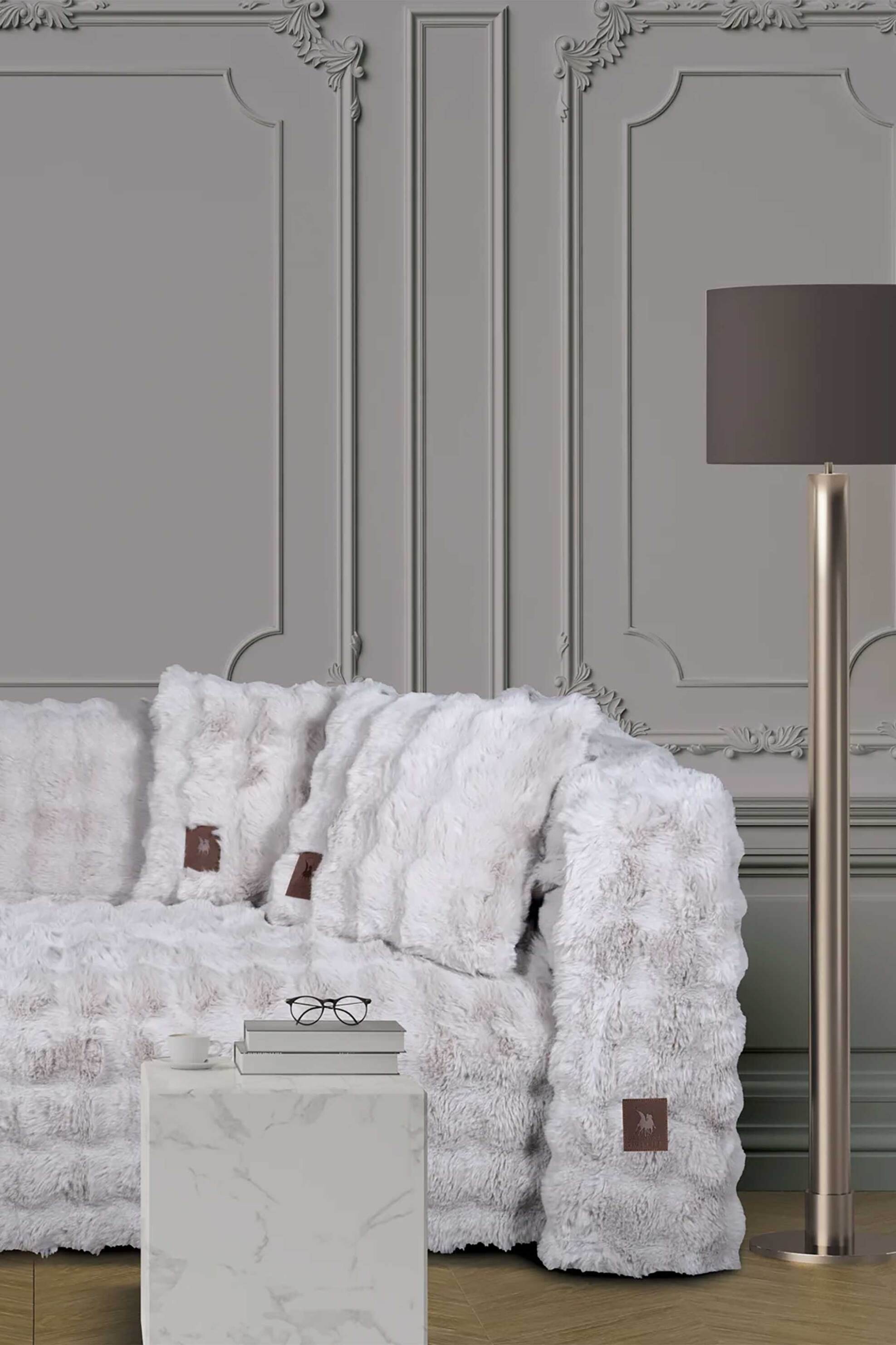 GREENWICH POLO CLUB Greenwich Polo Club ριχτάρι τριθέσιου καναπέ rabbit faux fur "3937" 180 x 300 cm - 206183003937 Λευκό