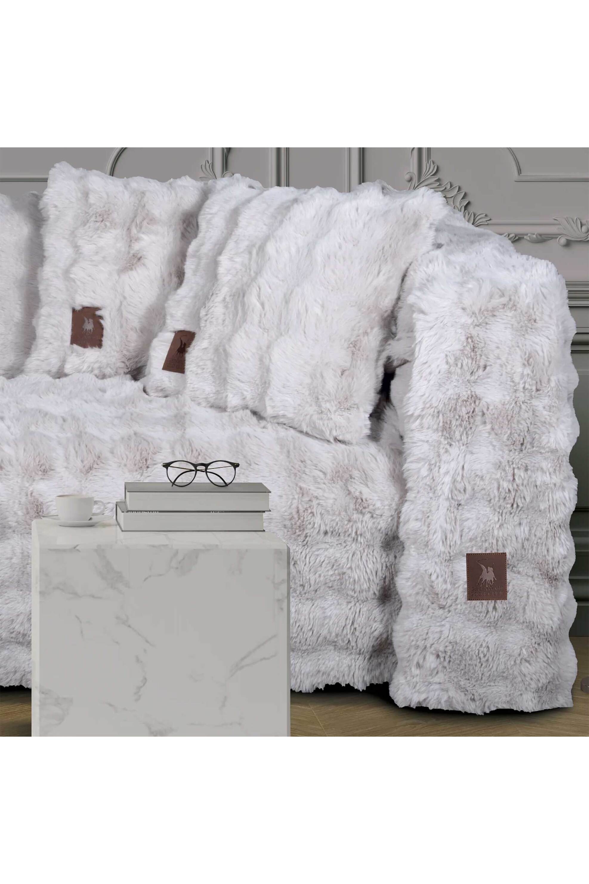 Greenwich Polo Club ριχτάρι τριθέσιου καναπέ rabbit faux fur "3937" 180 x 300 cm - 206183003937 Λευκό φωτογραφία