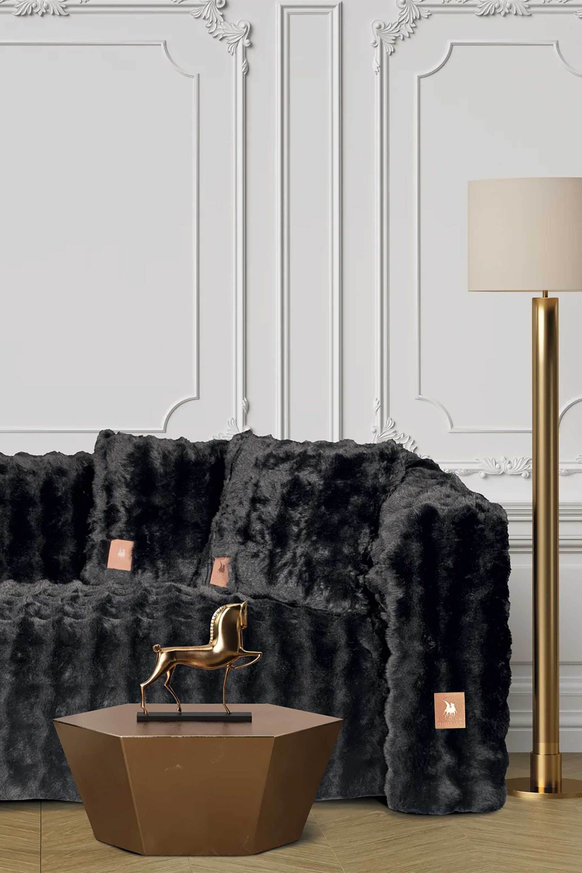 GREENWICH POLO CLUB Greenwich Polo Club ριχτάρι διθέσιου καναπέ rabbit faux fur "3937" 180 x 300 cm - 206183003938 Μαύρο