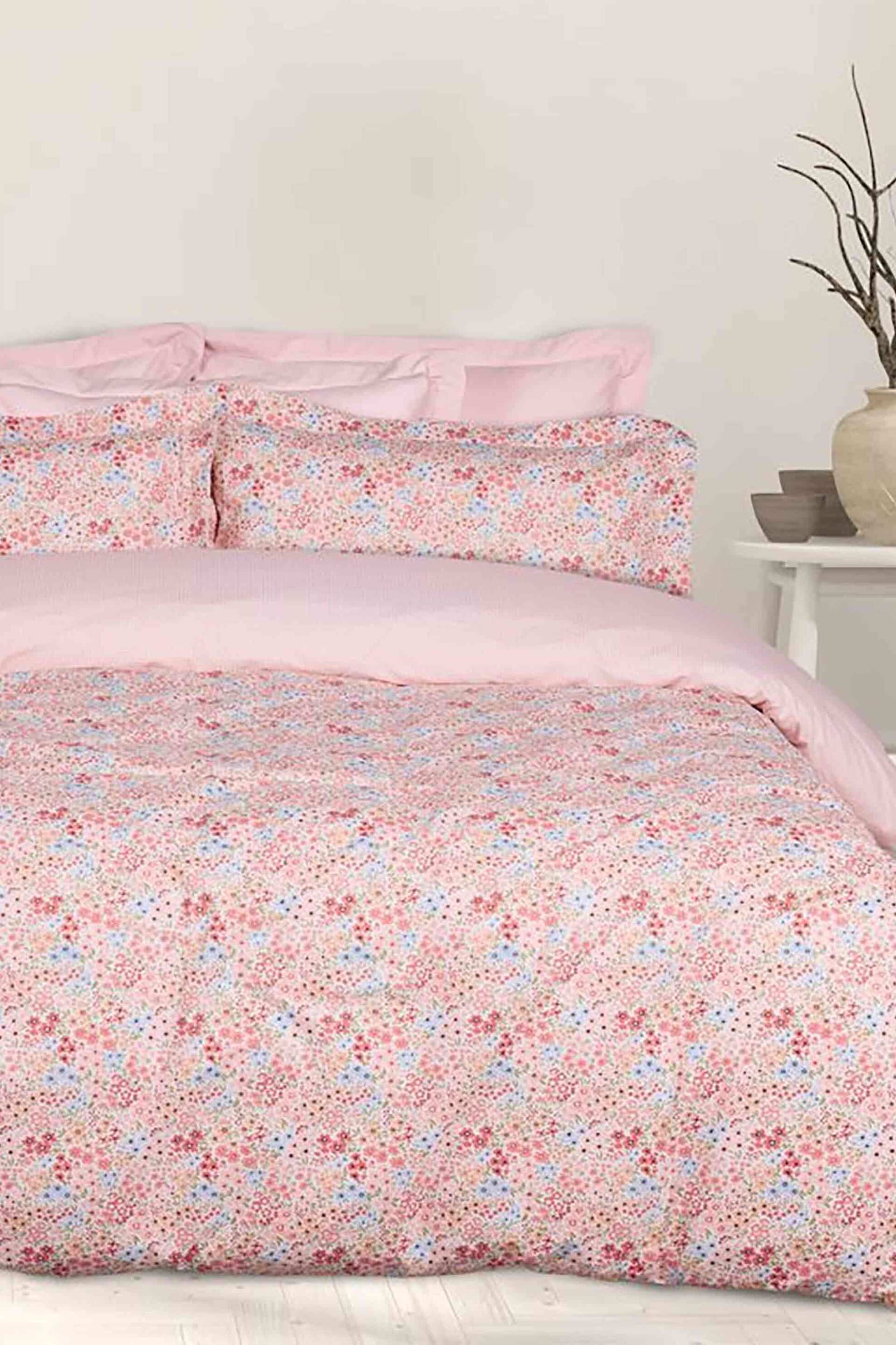 Das Home σετ σεντόνια υπέρδιπλα με μαξιλαροθήκες "9671 Happy" (4 τεμάχια) - 502108209671 Ροζ