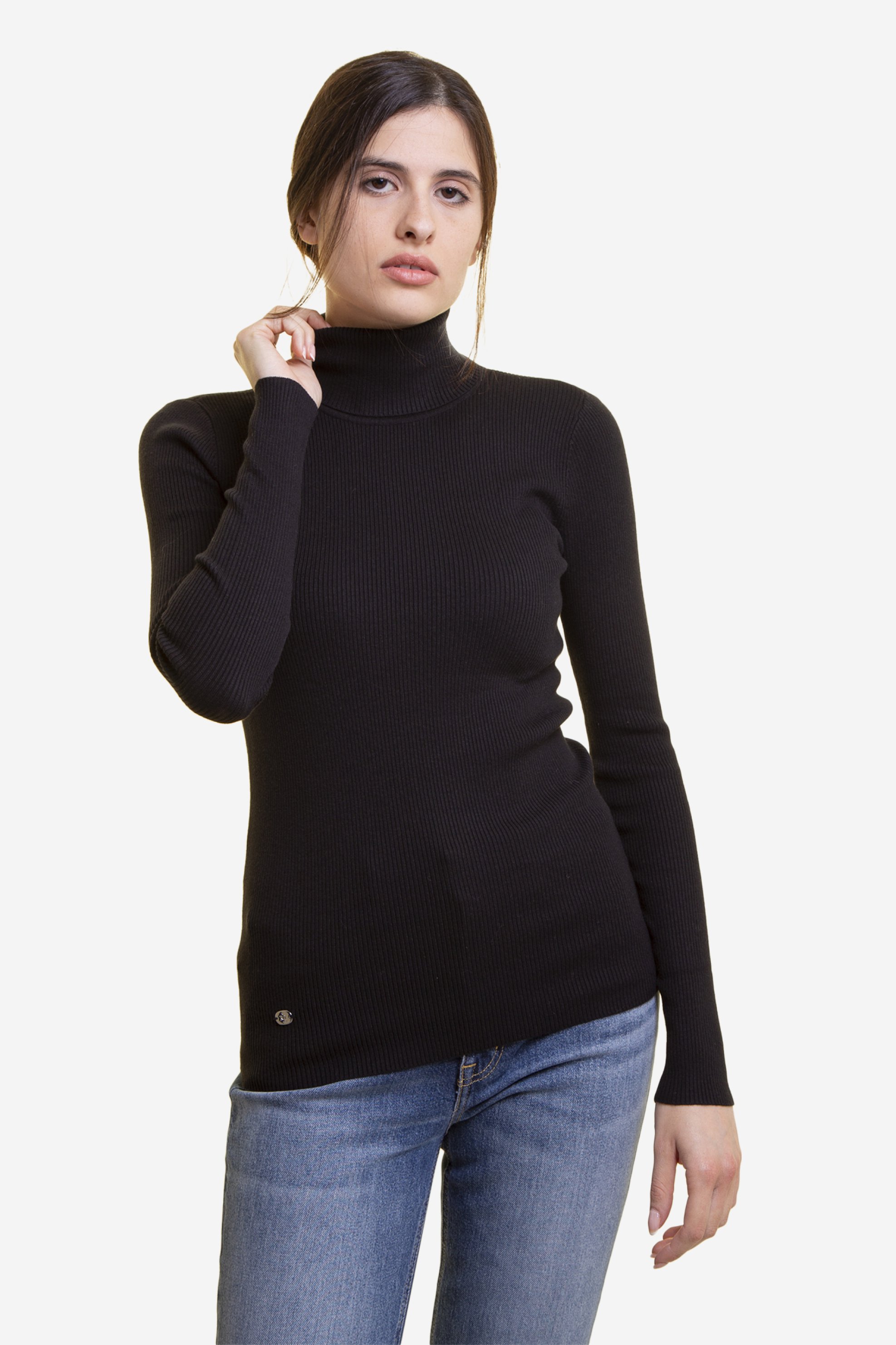 LAUREN RALPH LAUREN Lauren Ralph Lauren γυναικεία πλεκτή μπλούζα ζιβάγκο ribbed - 200643398011 Μαύρο