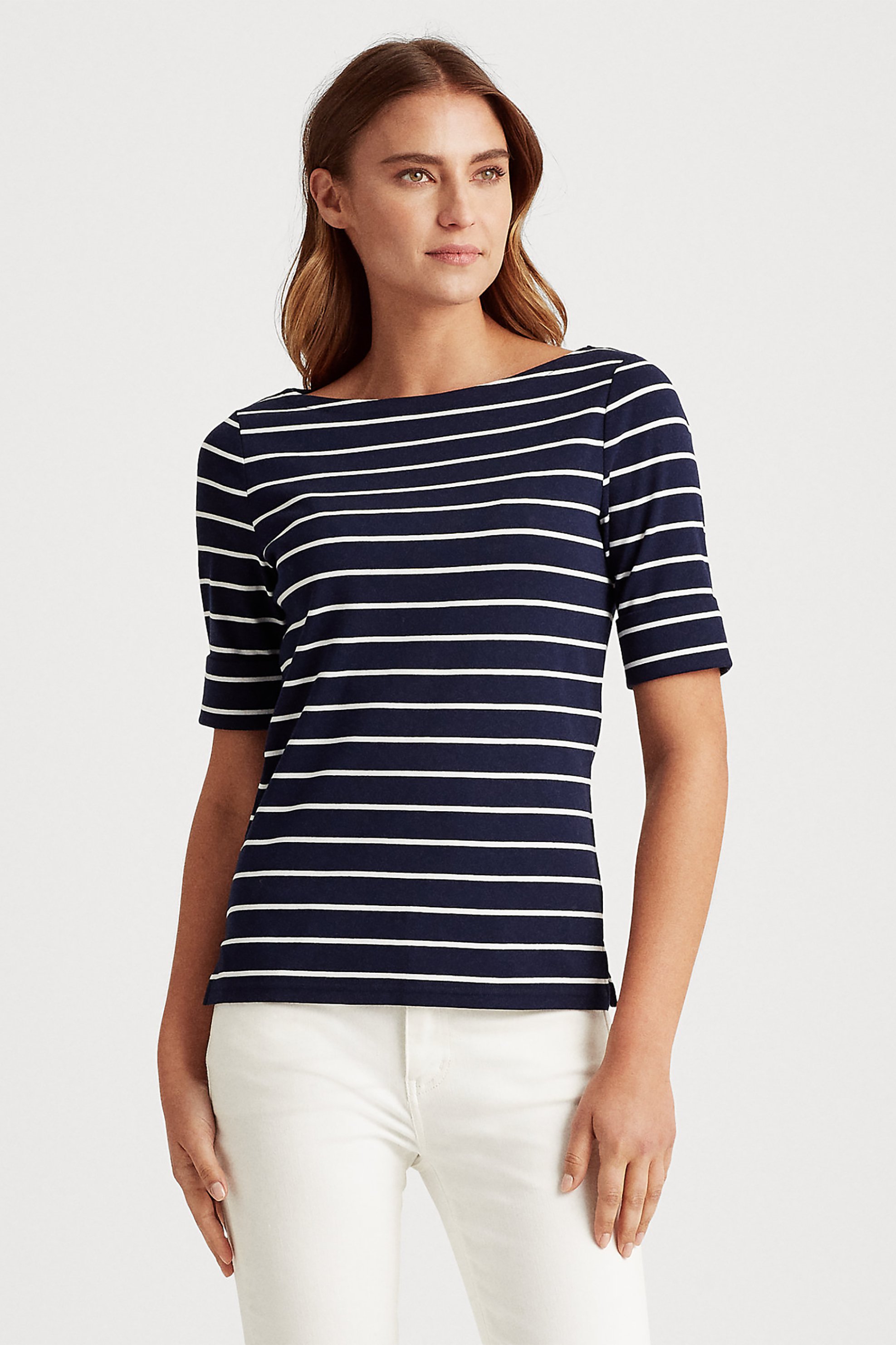 Lauren Ralph Lauren γυναικεία μπλούζα ριγέ με μανίκι 3/4 - 200701085002 Μπλε Σκούρο