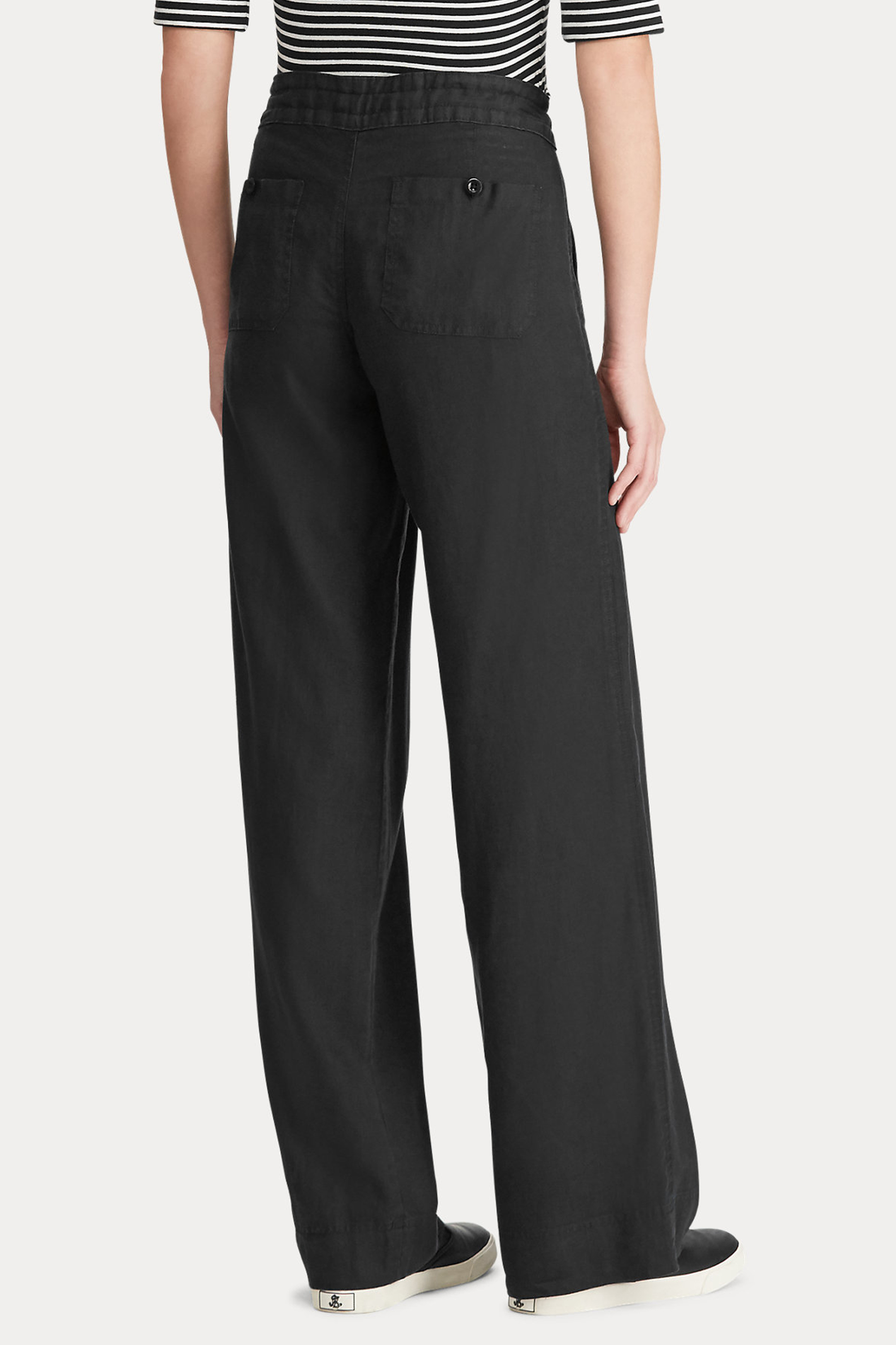 Lauren Ralph Lauren γυναικείο λινό παντελόνι μονόχρωμο "Linen Wide-Leg Trouser" - 200735136001 Μαύρο φωτογραφία