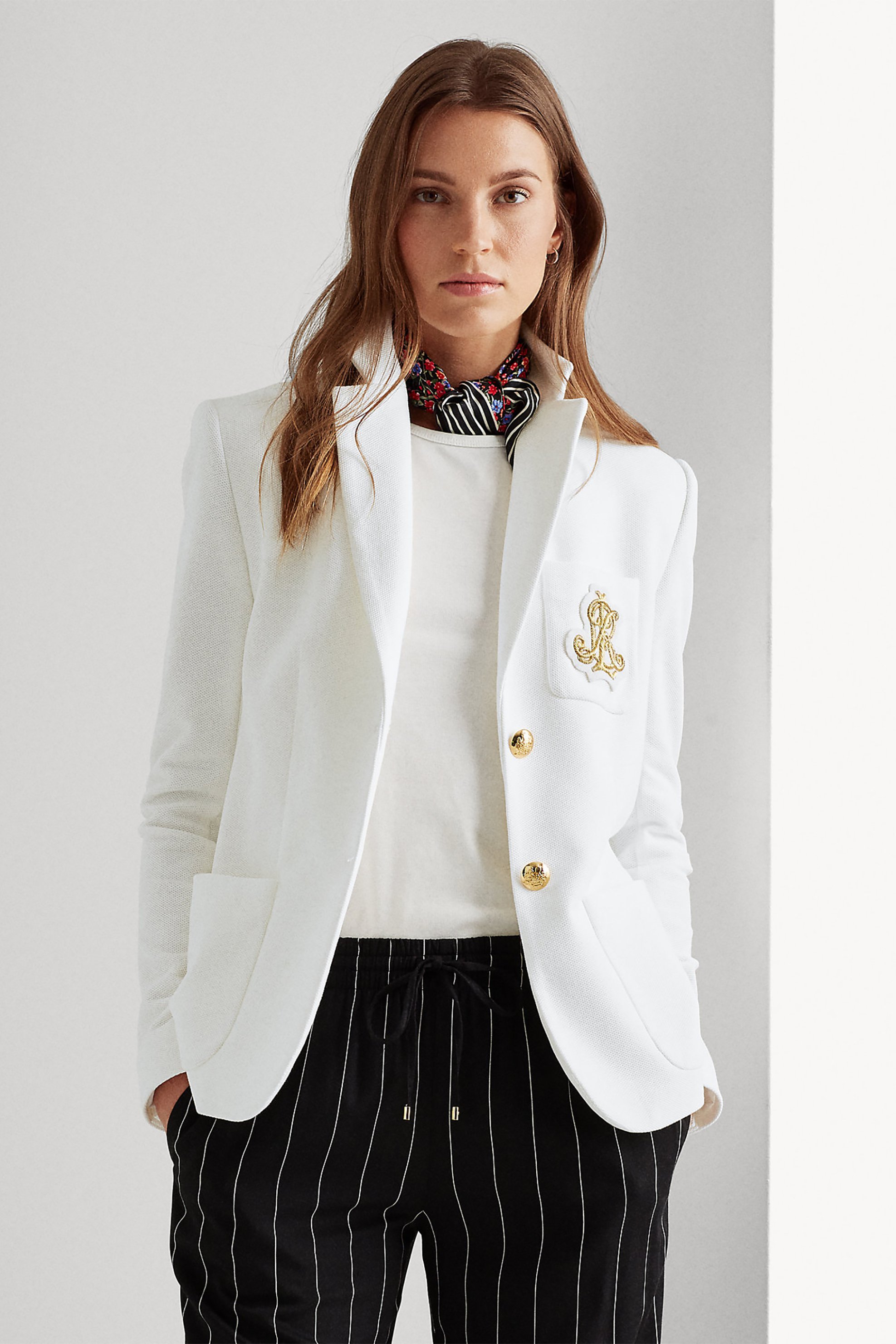 LAUREN RALPH LAUREN Lauren Ralph Lauren γυναικείο σακάκι με logo patch και μεταλλικά κουμπιά 