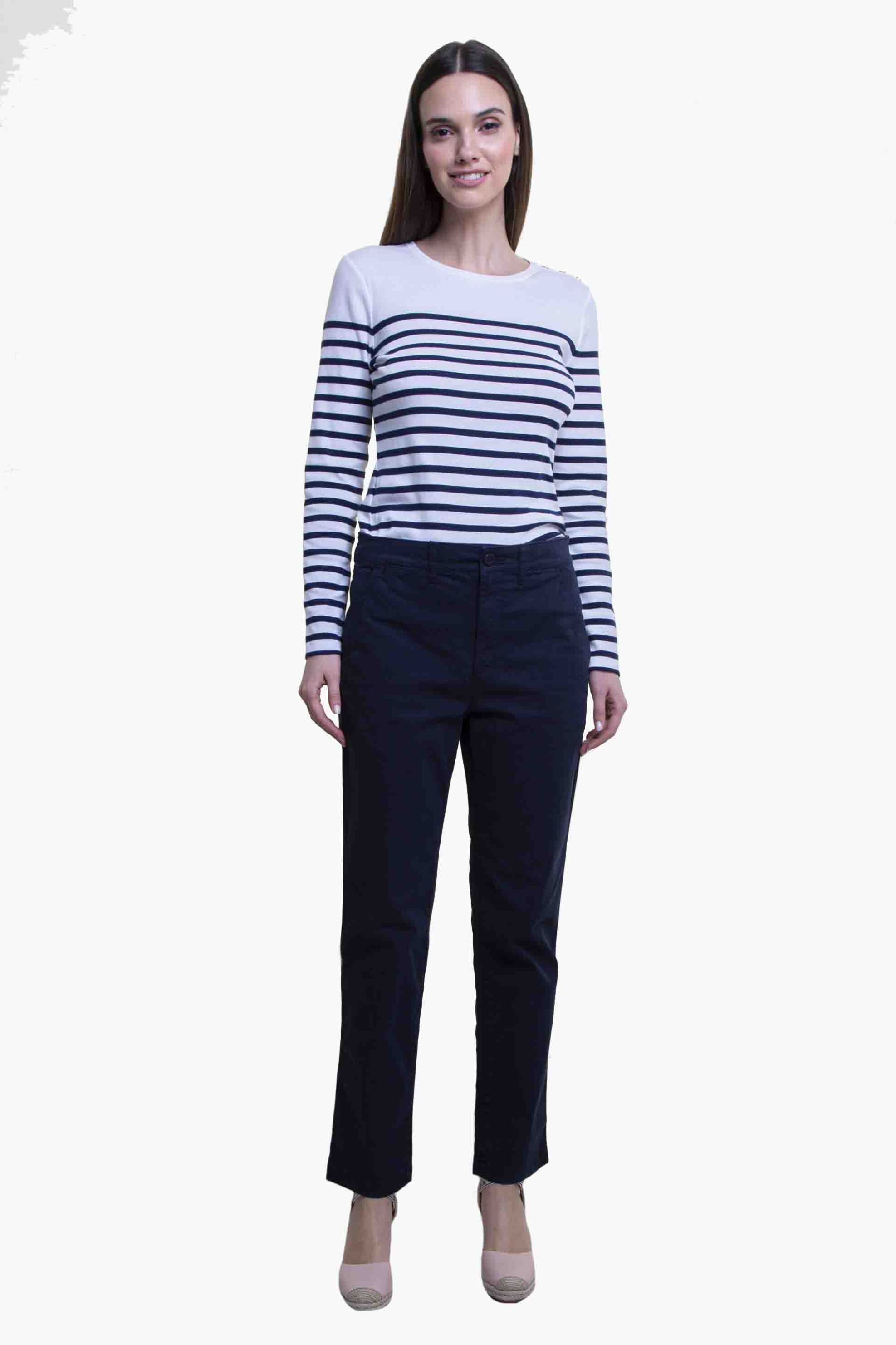 LAUREN RALPH LAUREN Lauren Ralph Lauren γυναικείο chino παντελόνι μονόχρωμο με τσέπες μπροστά και πίσω - 200812287001 Σκούρο Μπλε