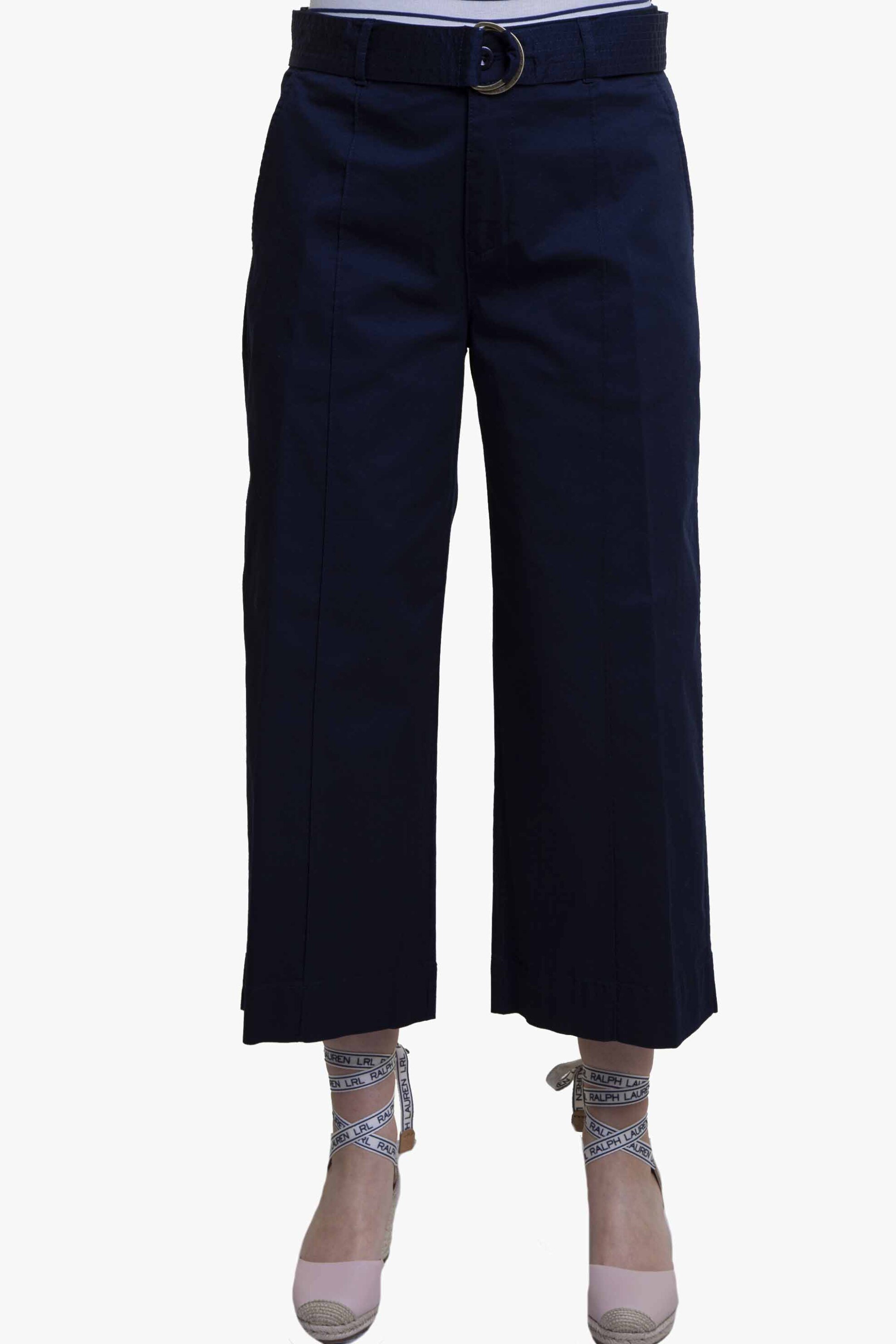 Lauren Ralph Lauren γυναικείο βαμβακερό cropped παντελόνι μονόχρωμο με flared τελείωμα - 200876606005 Μπλε Σκούρο φωτογραφία