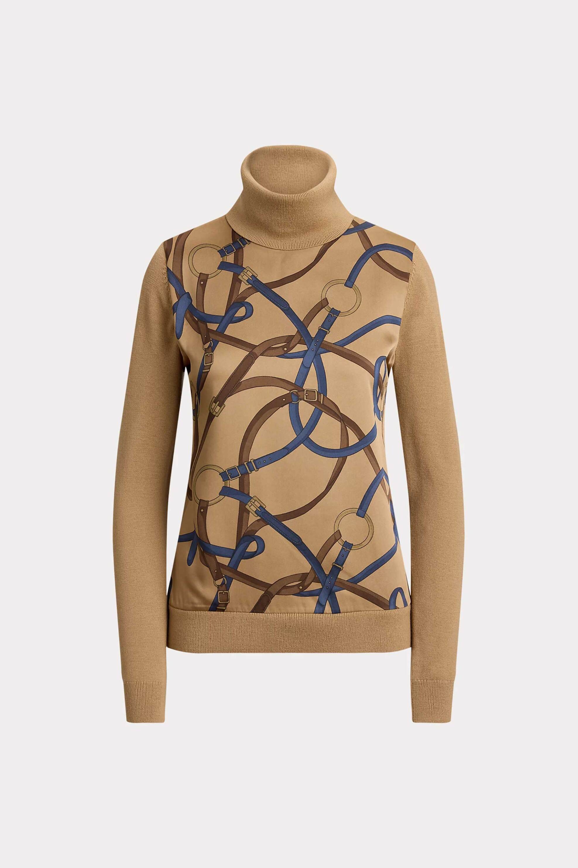 LAUREN RALPH LAUREN Lauren Ralph Lauren γυναικεία μπλούζα πλεκτή με belting print - 200B27532001 Μπεζ - 4