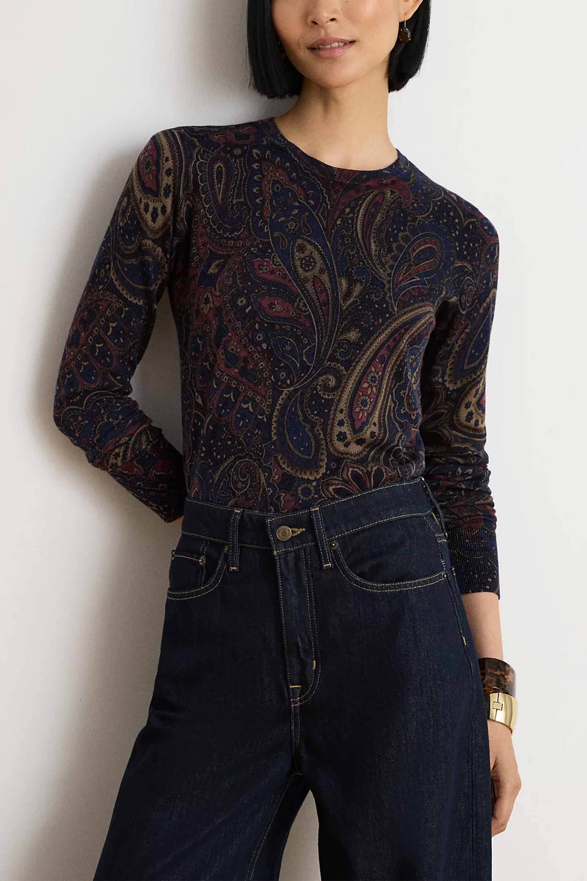 LAUREN RALPH LAUREN Lauren Ralph Lauren γυναικεία μπλούζα πλεκτή με paisley print - 200B27834001 Μπλε Σκούρο