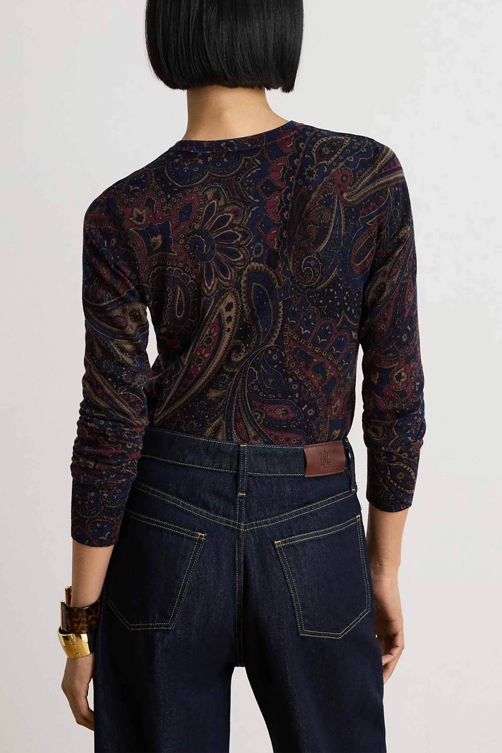 LAUREN RALPH LAUREN Lauren Ralph Lauren γυναικεία μπλούζα πλεκτή με paisley print - 200B27834001 Μπλε Σκούρο - 3