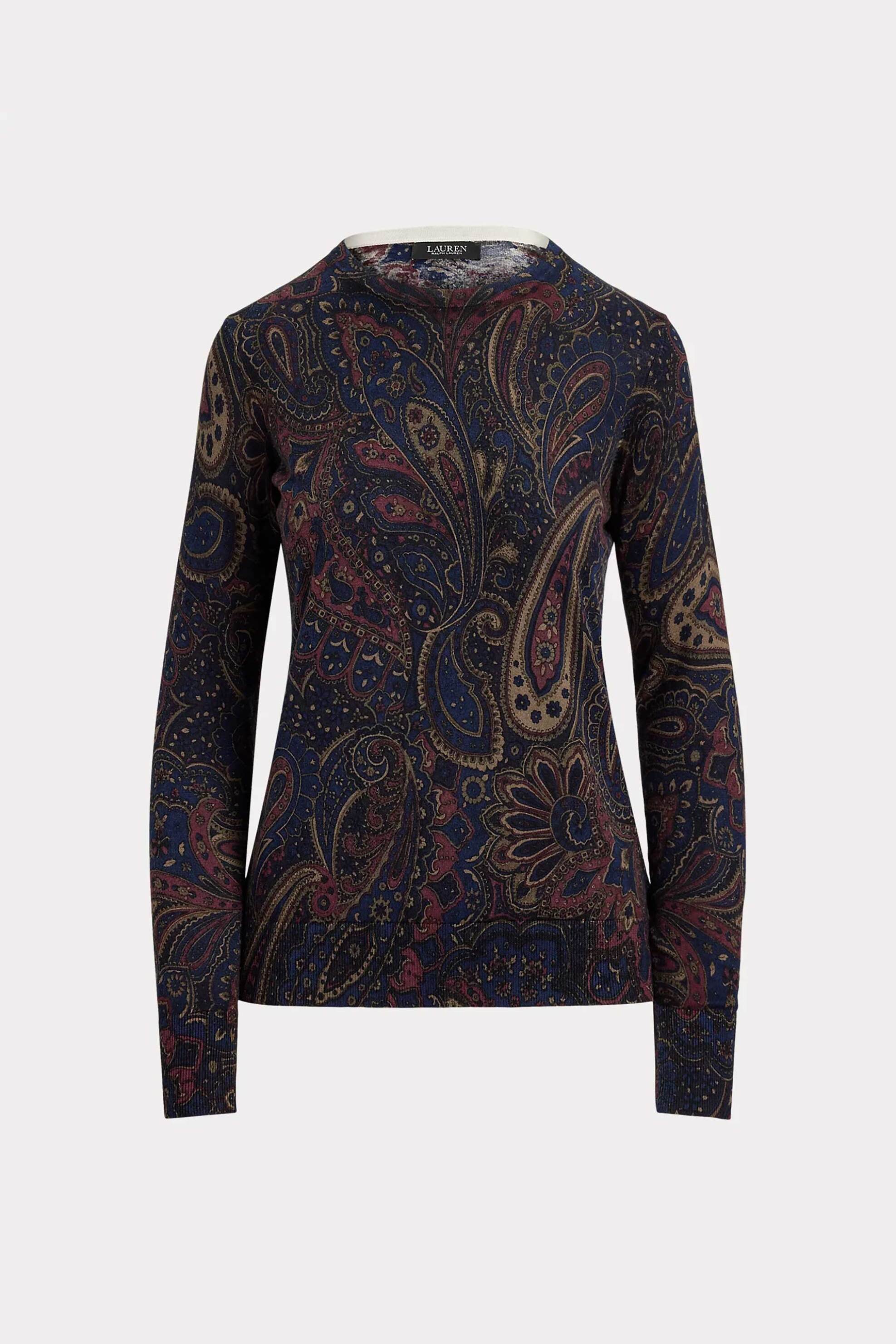 LAUREN RALPH LAUREN Lauren Ralph Lauren γυναικεία μπλούζα πλεκτή με paisley print - 200B27834001 Μπλε Σκούρο - 4