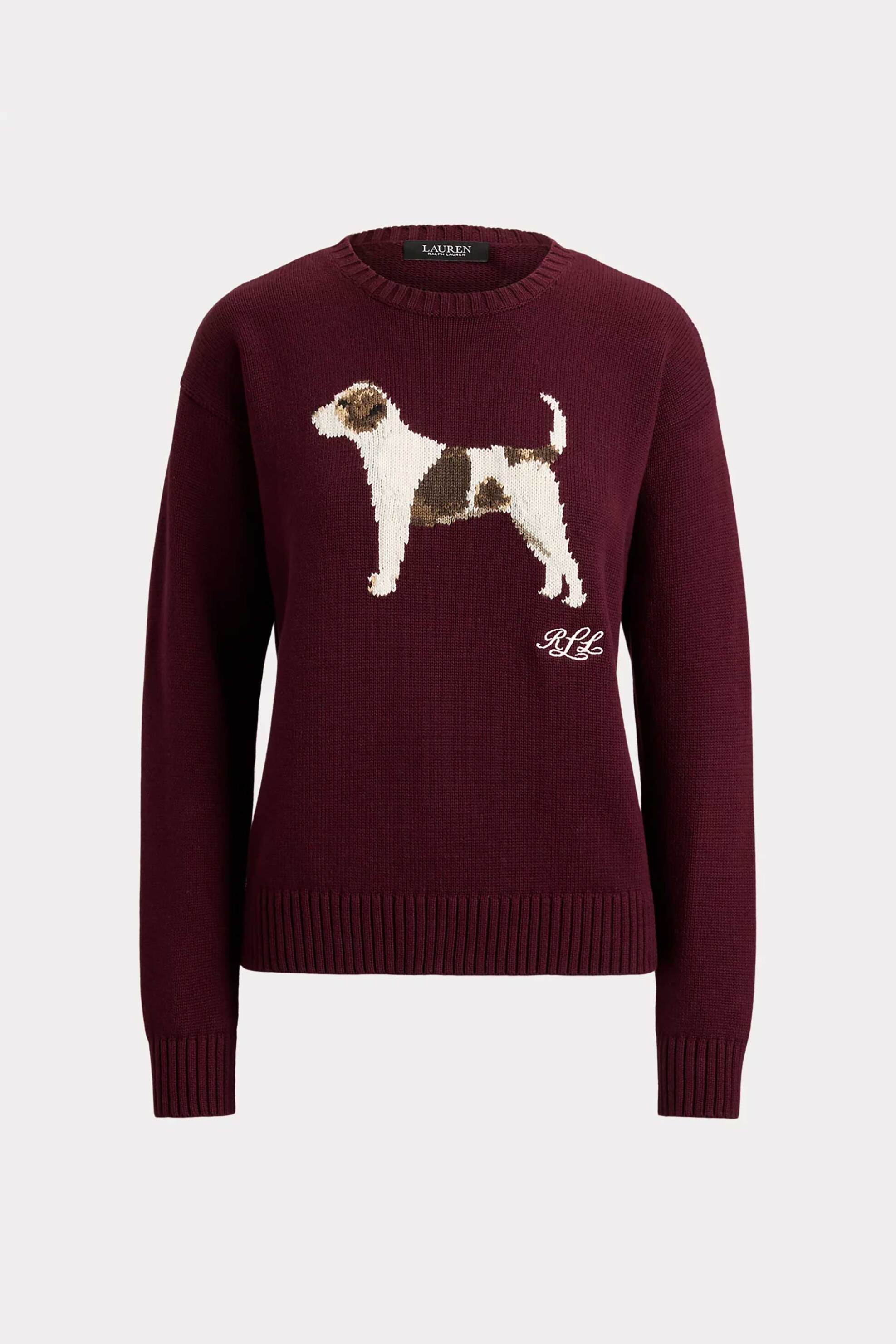 LAUREN RALPH LAUREN Lauren Ralph Lauren γυναικεία μπλούζα πλεκτή με jack russell terrier print - 200B27844001 Μπορντό - 4