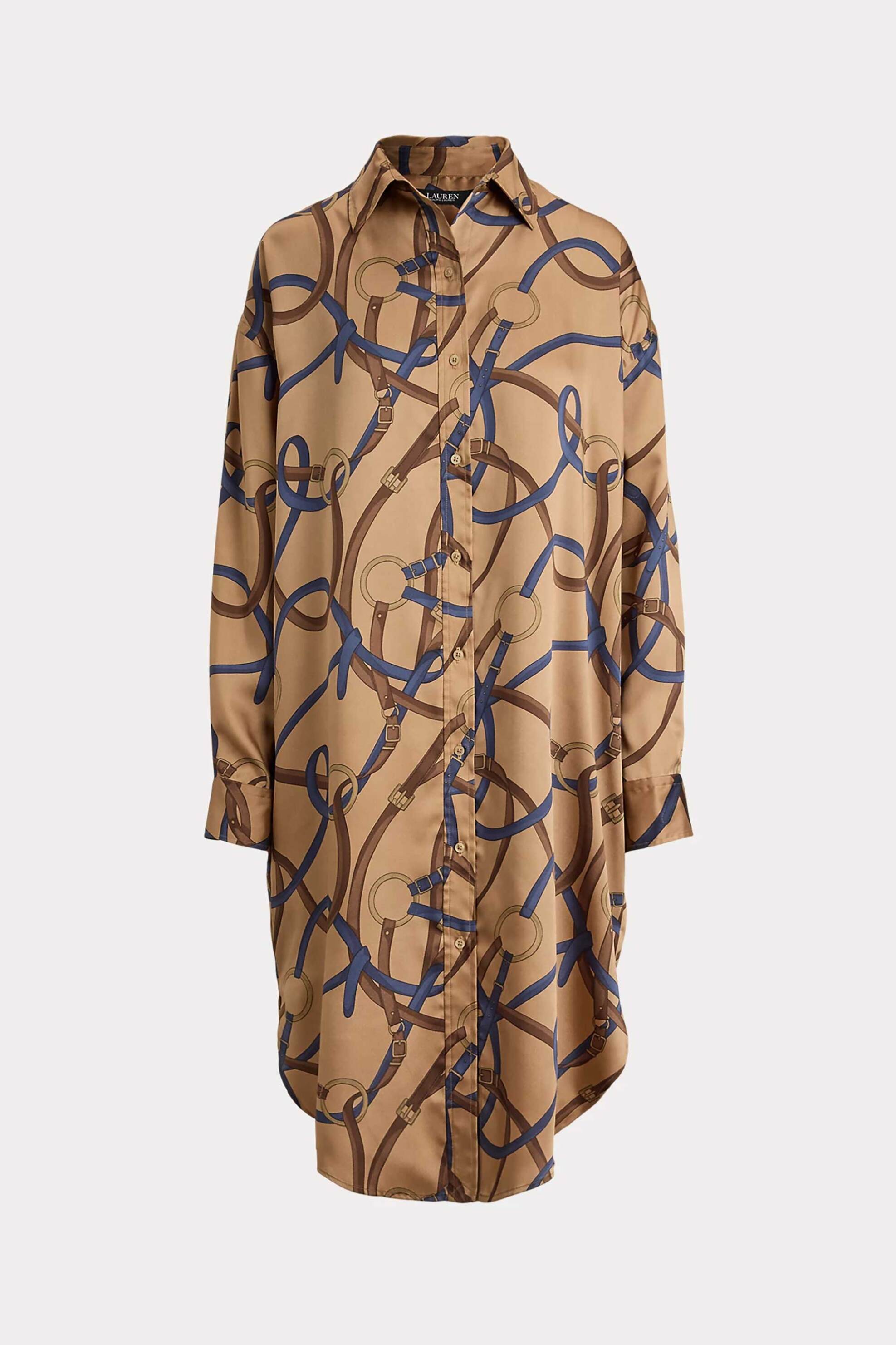 LAUREN RALPH LAUREN Lauren Ralph Lauren γυναικείο φόρεμα σεμιζιέ με belting print - 200B32840001 Μπεζ - 4