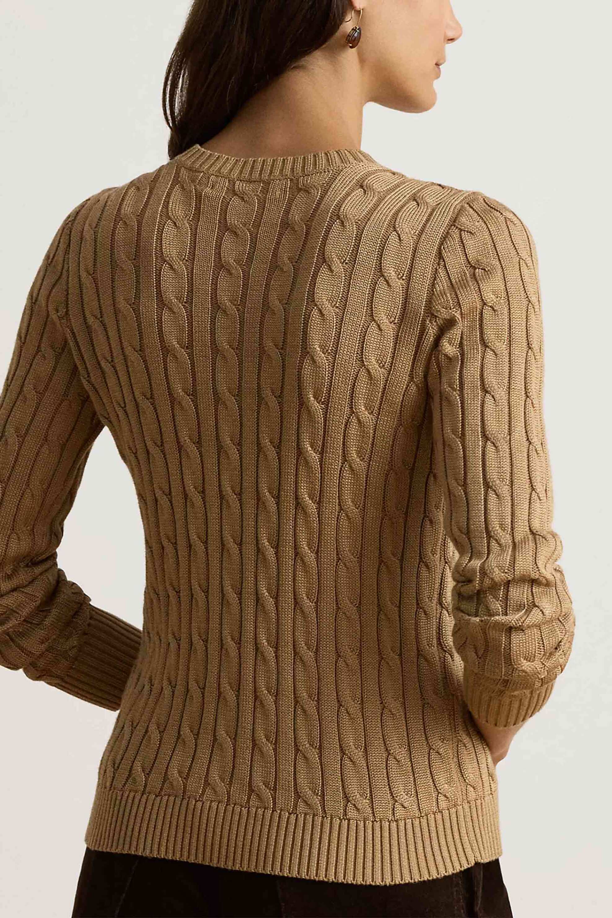 LAUREN RALPH LAUREN Lauren Ralph Lauren γυναικεία ζακέτα πλεκτή με κεντημένο λογότυπο - 200P14040504 Μπεζ - 3