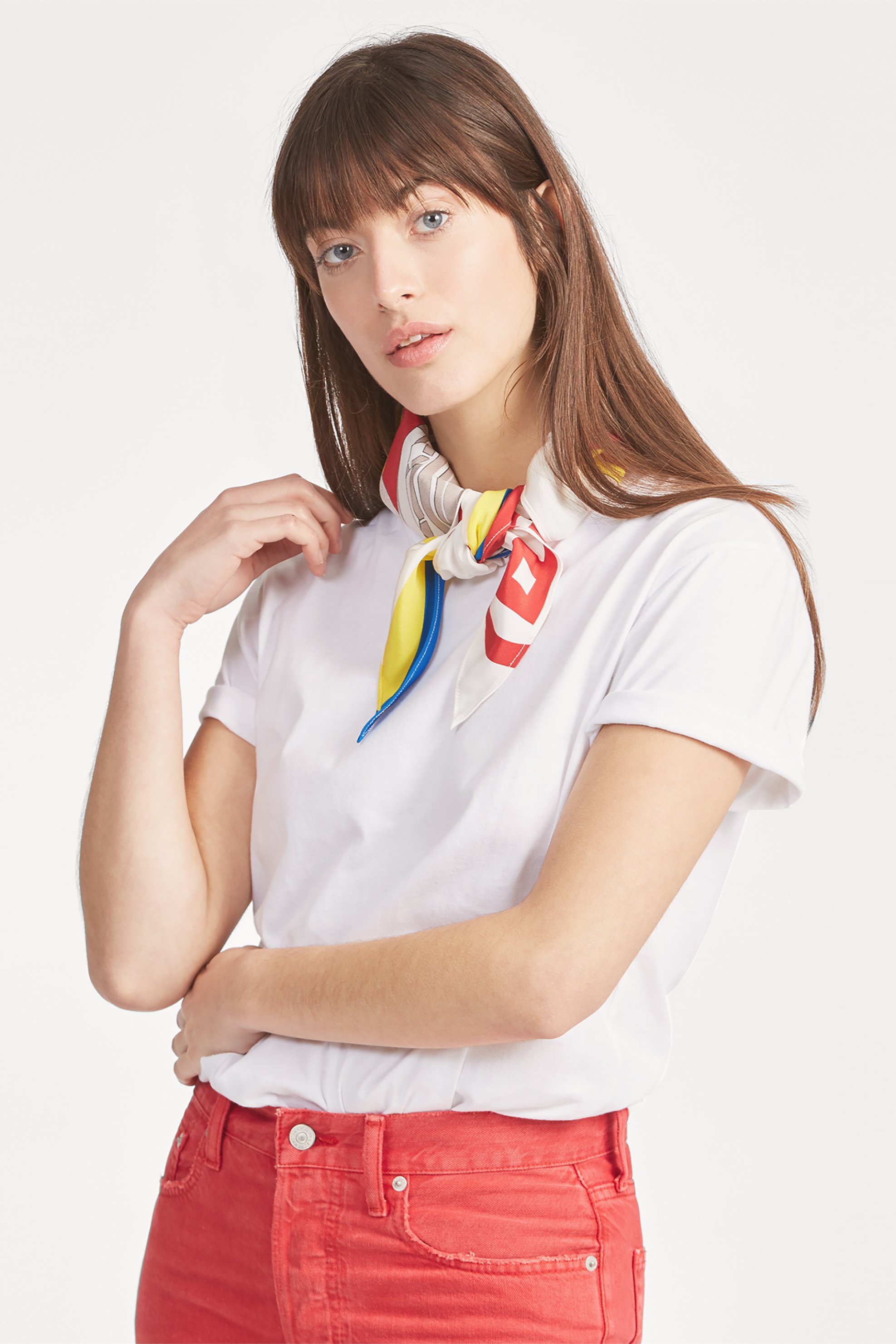 POLO RALPH LAUREN Polo Ralph Lauren γυναικεία μπλούζα με μαντήλι Silk-Neck-Scarf - 211734112001 Λευκό
