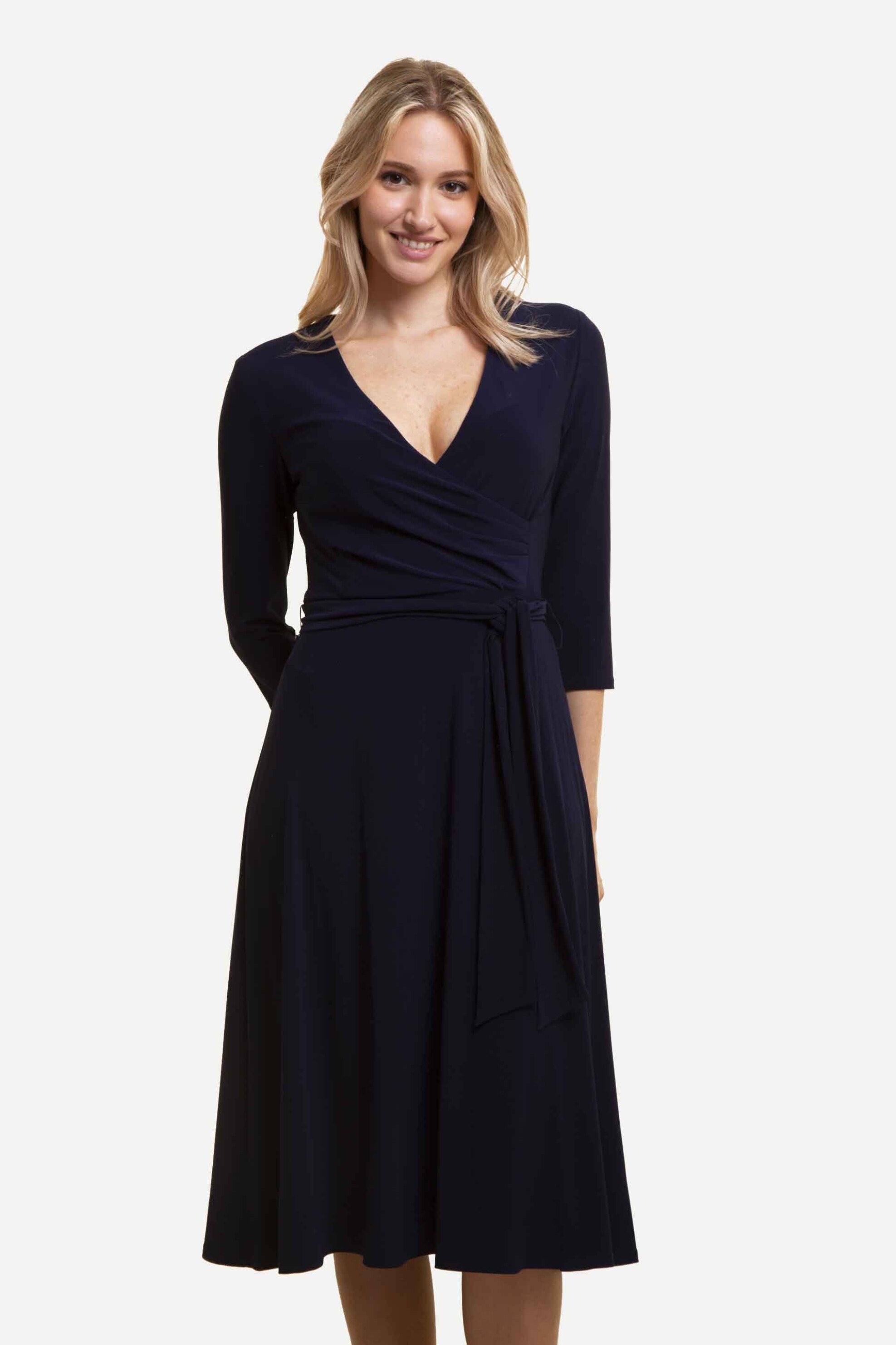LAUREN RALPH LAUREN Lauren Ralph Lauren γυναικείο φόρεμα κρουαζέ με μανίκι 3/4 - 250769904002 Μπλε Σκούρο