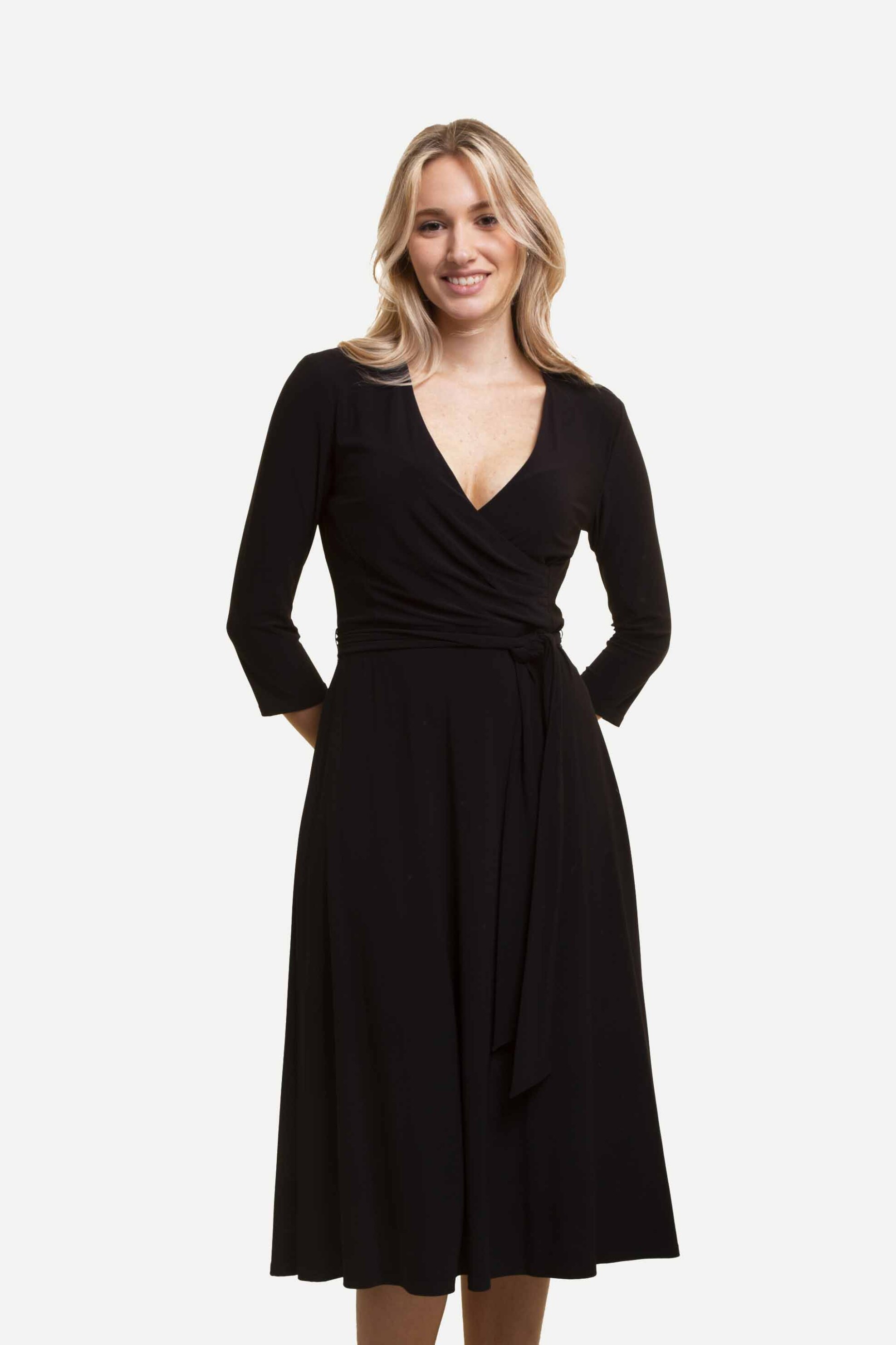 Lauren Ralph Lauren γυναικείο midi φόρεμα κρουαζέ με ζώνη στη μέση - 250769904004 Μαύρο φωτογραφία
