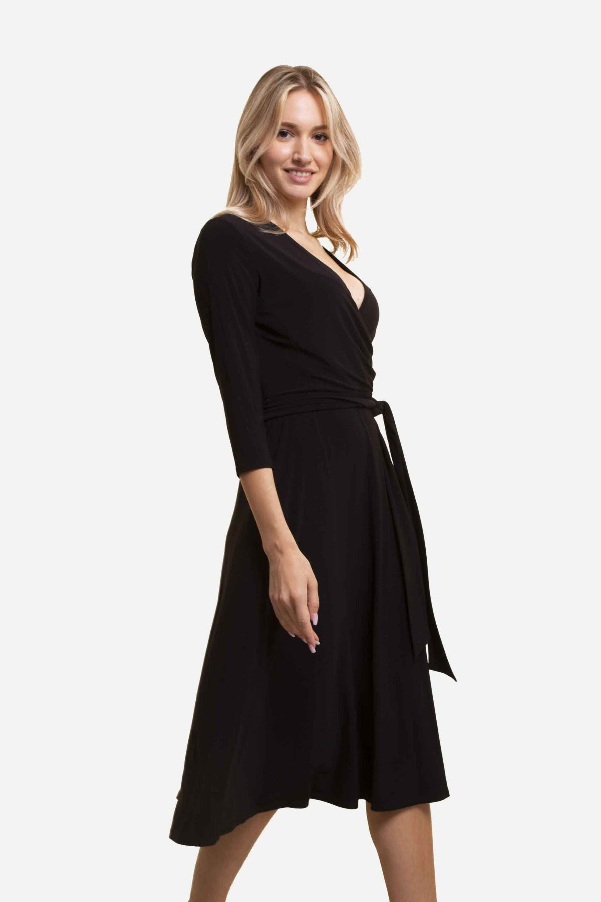 Lauren Ralph Lauren γυναικείο midi φόρεμα κρουαζέ με ζώνη στη μέση - 250769904004 Μαύρο φωτογραφία