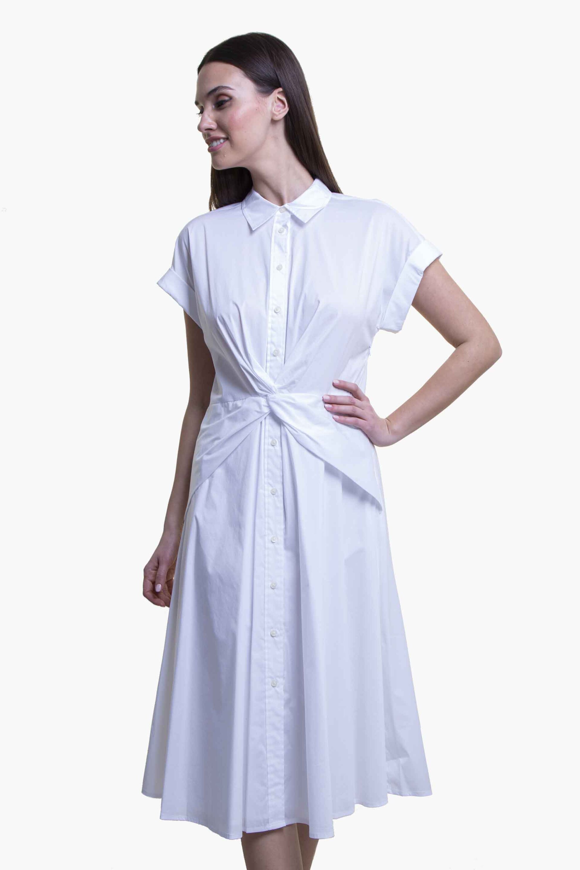 Lauren Ralph Lauren γυναικείo midi φόρεμα σεμιζιέ με κόμπο - 250903193002 Λευκό φωτογραφία