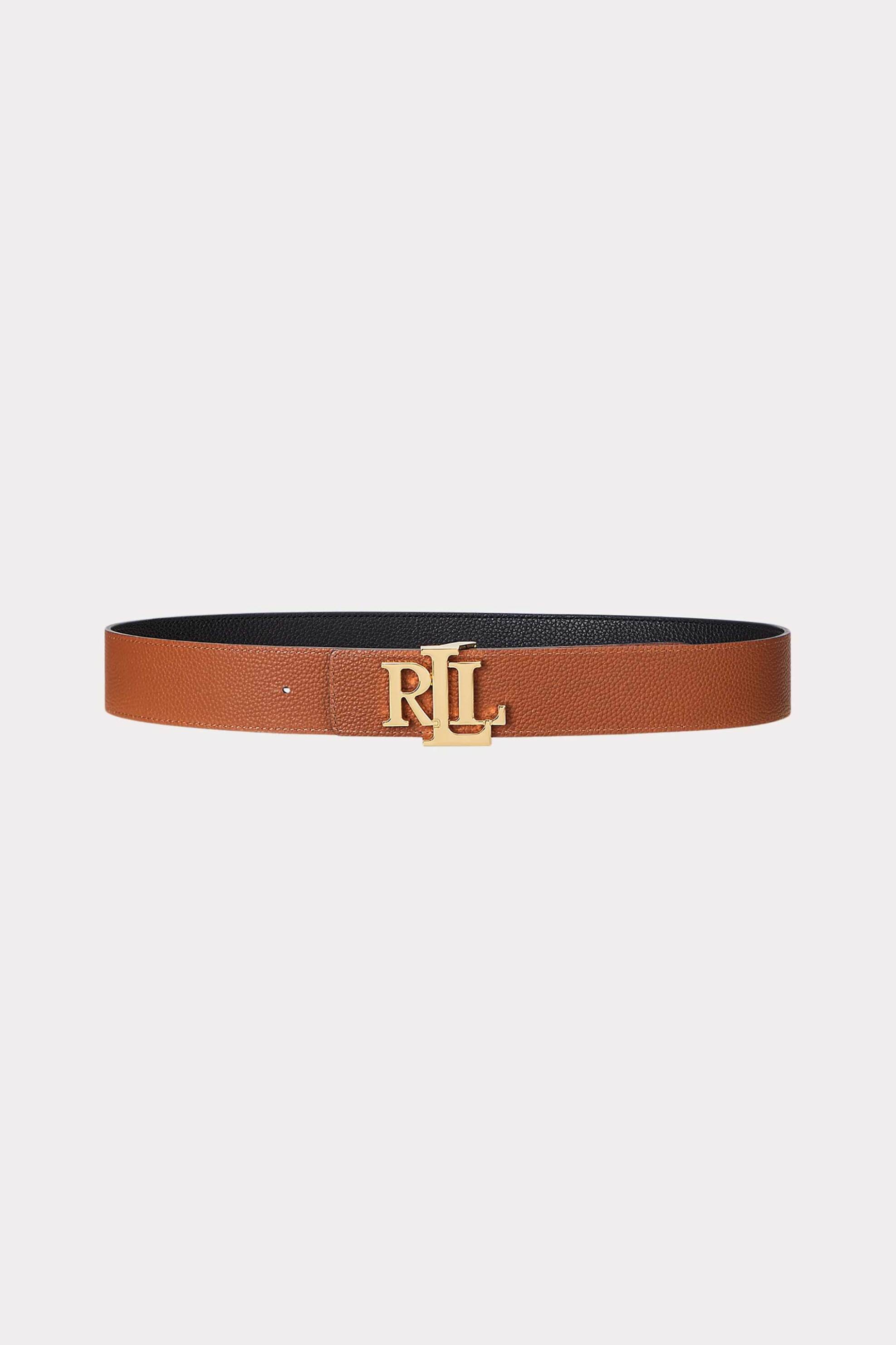 Lauren Ralph Lauren γυναικεία δερμάτινη ζώνη διπλής όψης με μεταλλικό monogram - 412912040001 Μαύρο
