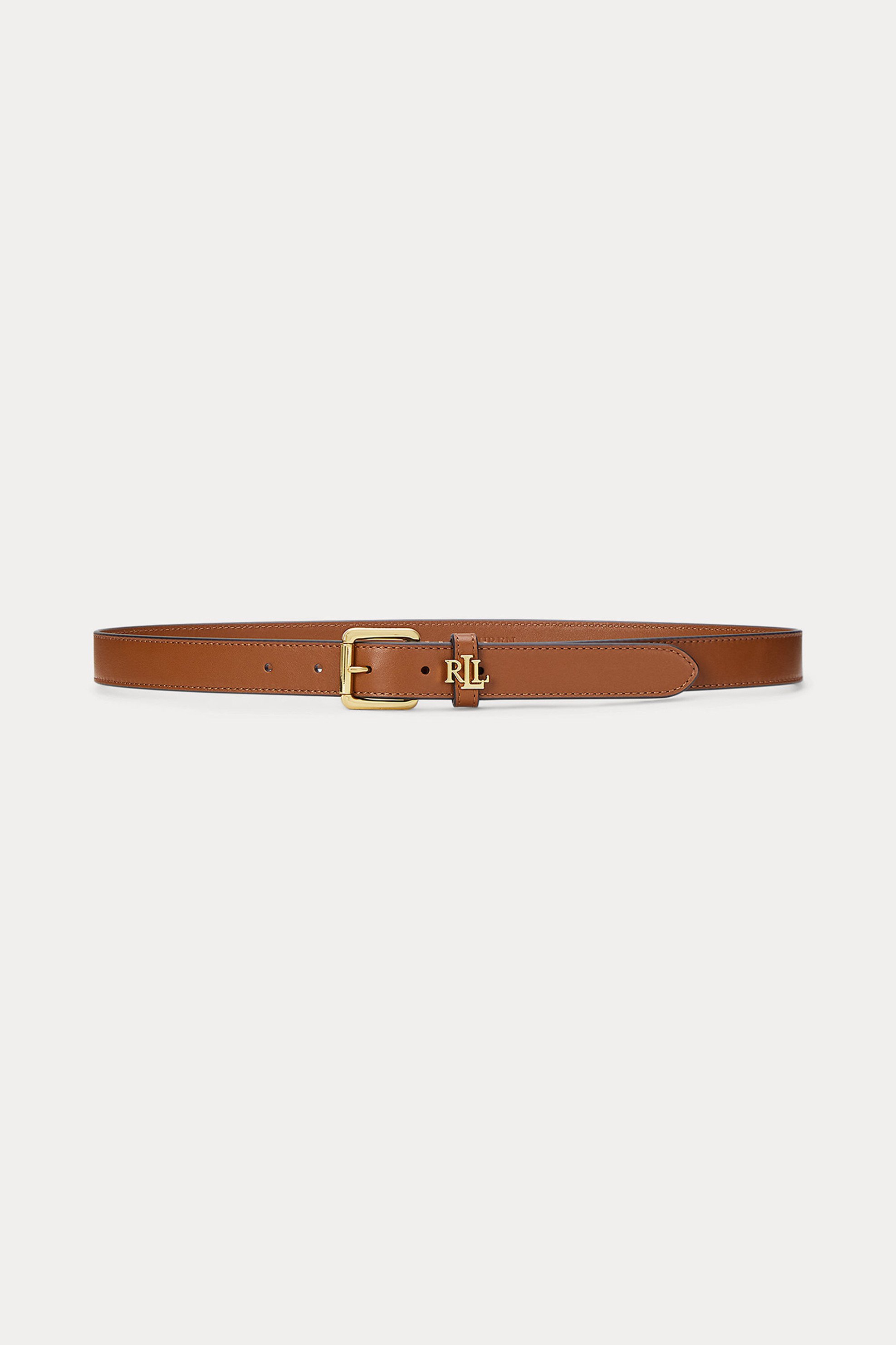 Lauren Ralph Lauren γυναικεία δερμάτινη ζώνη skinny με μεταλλική αγκράφα - 412968763002 Μπεζ