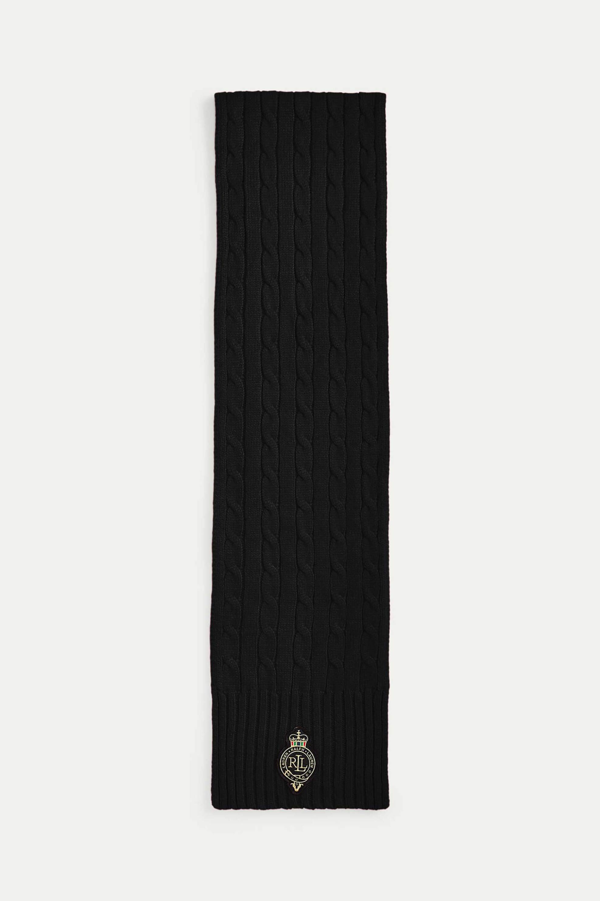 Lauren Ralph Lauren γυναικείο κασκόλ με cable knit pattern και λογότυπο - 454P04456003 Μαύρο