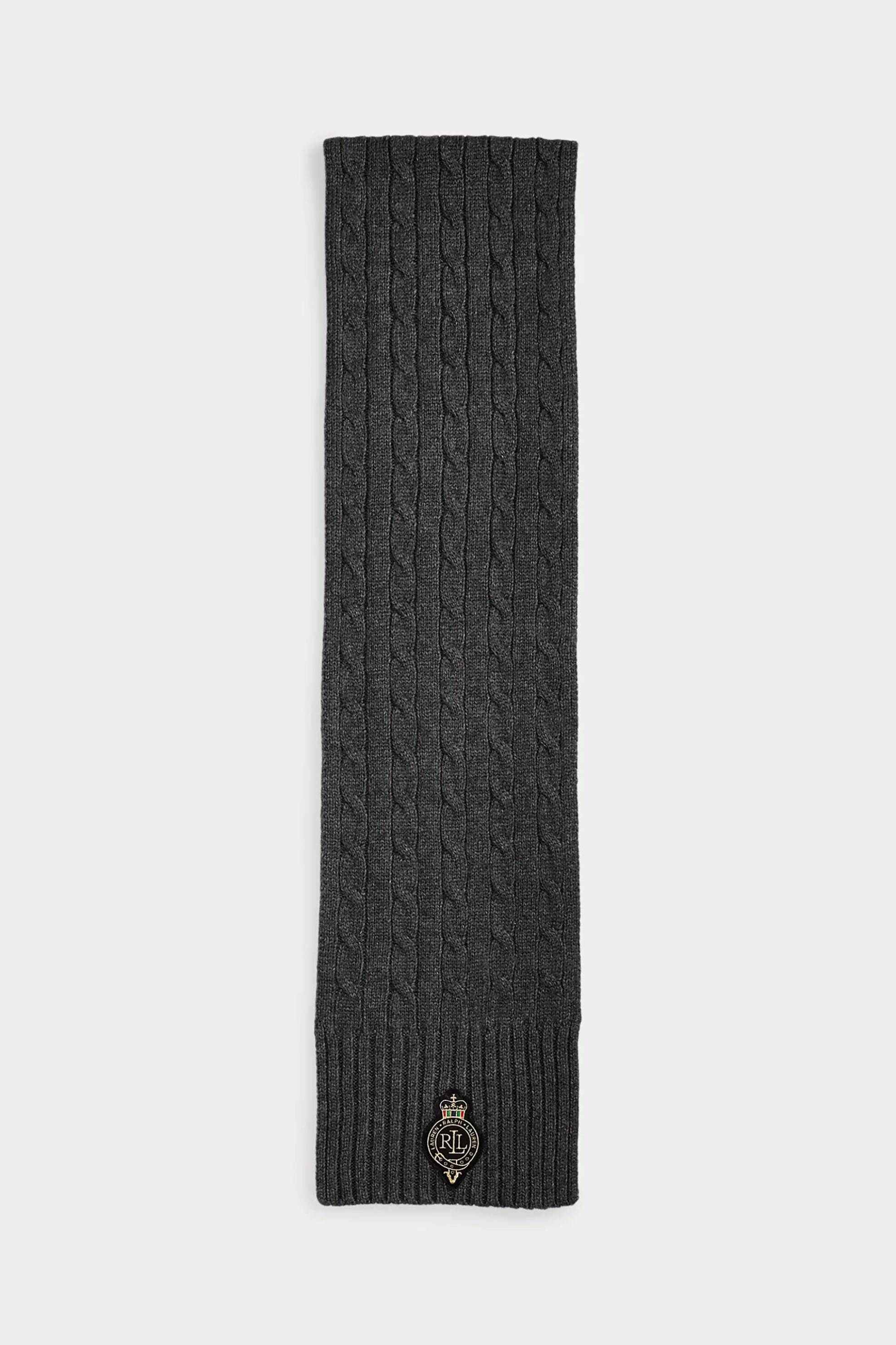 Lauren Ralph Lauren γυναικείο κασκόλ με cable knit pattern και λογότυπο - 454P04456007 Γκρι