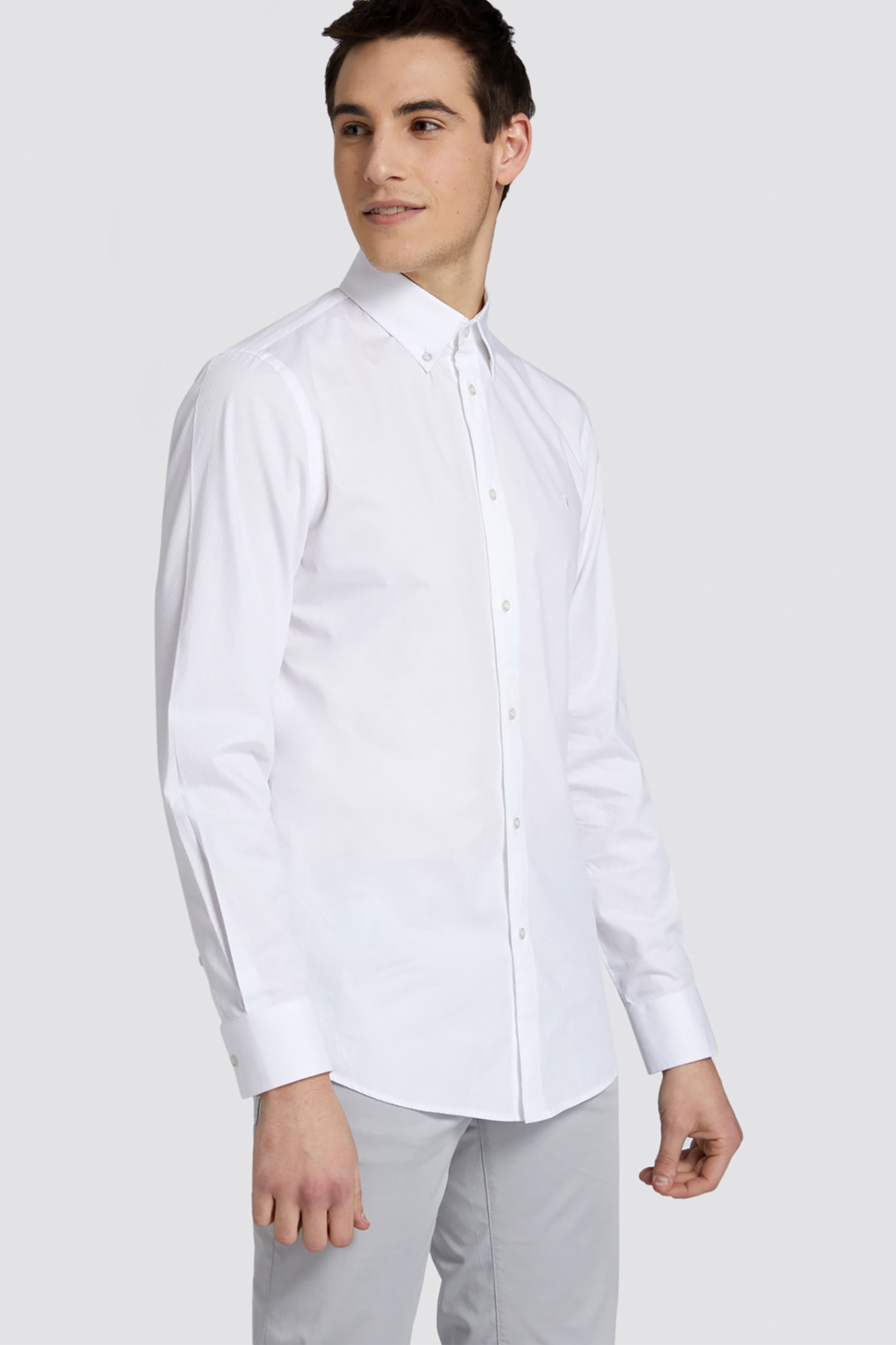 Άνδρας > ΡΟΥΧΑ > Πουκάμισα > Επίσημα & Βραδινά Trussardi Jeans ανδρικό πουκάμισο μονόχρωμο regular-fit - 52C00069-1T002243 Λευκό